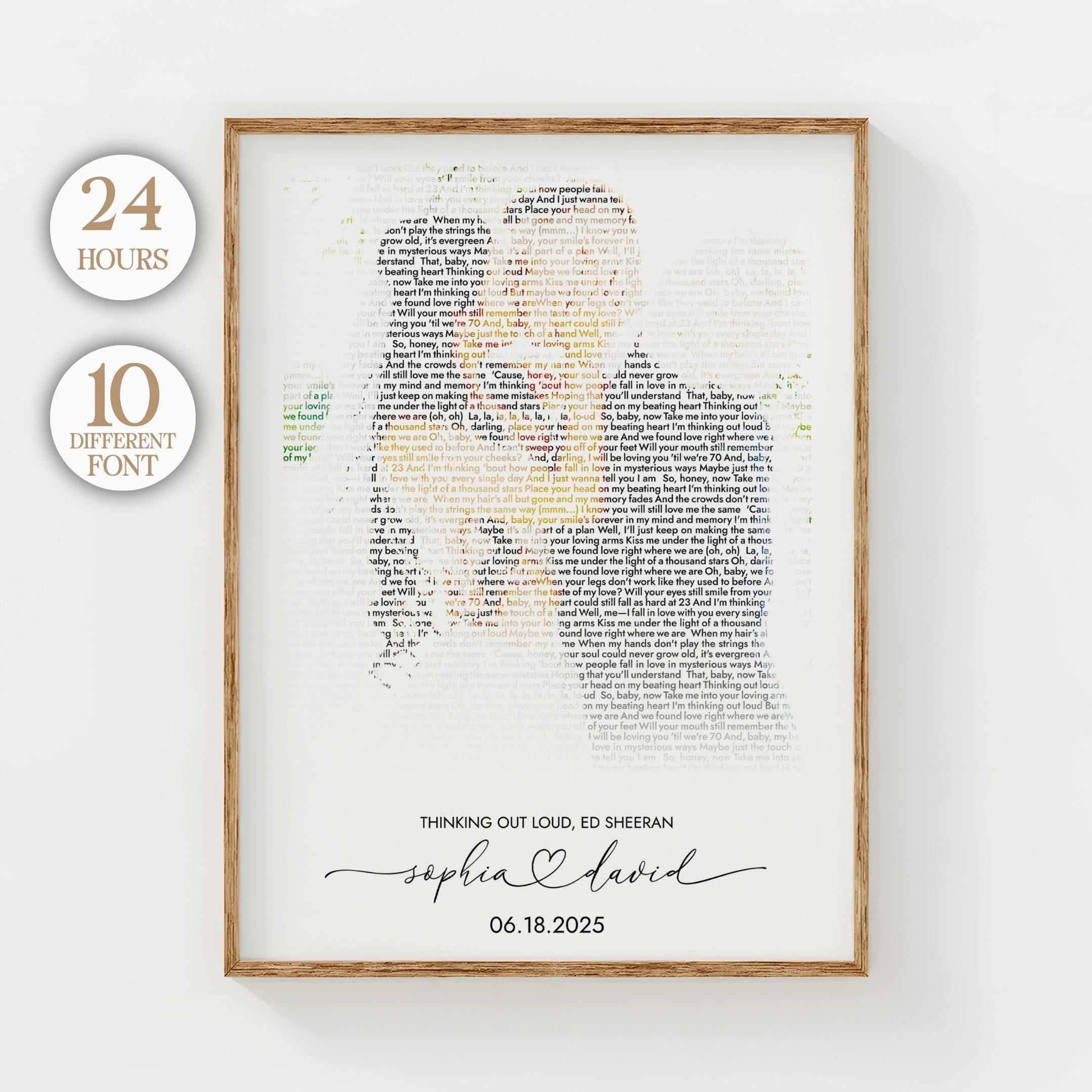 Personalized Wedding Song Lyrics Print: Custom Anniversary Wall Art
