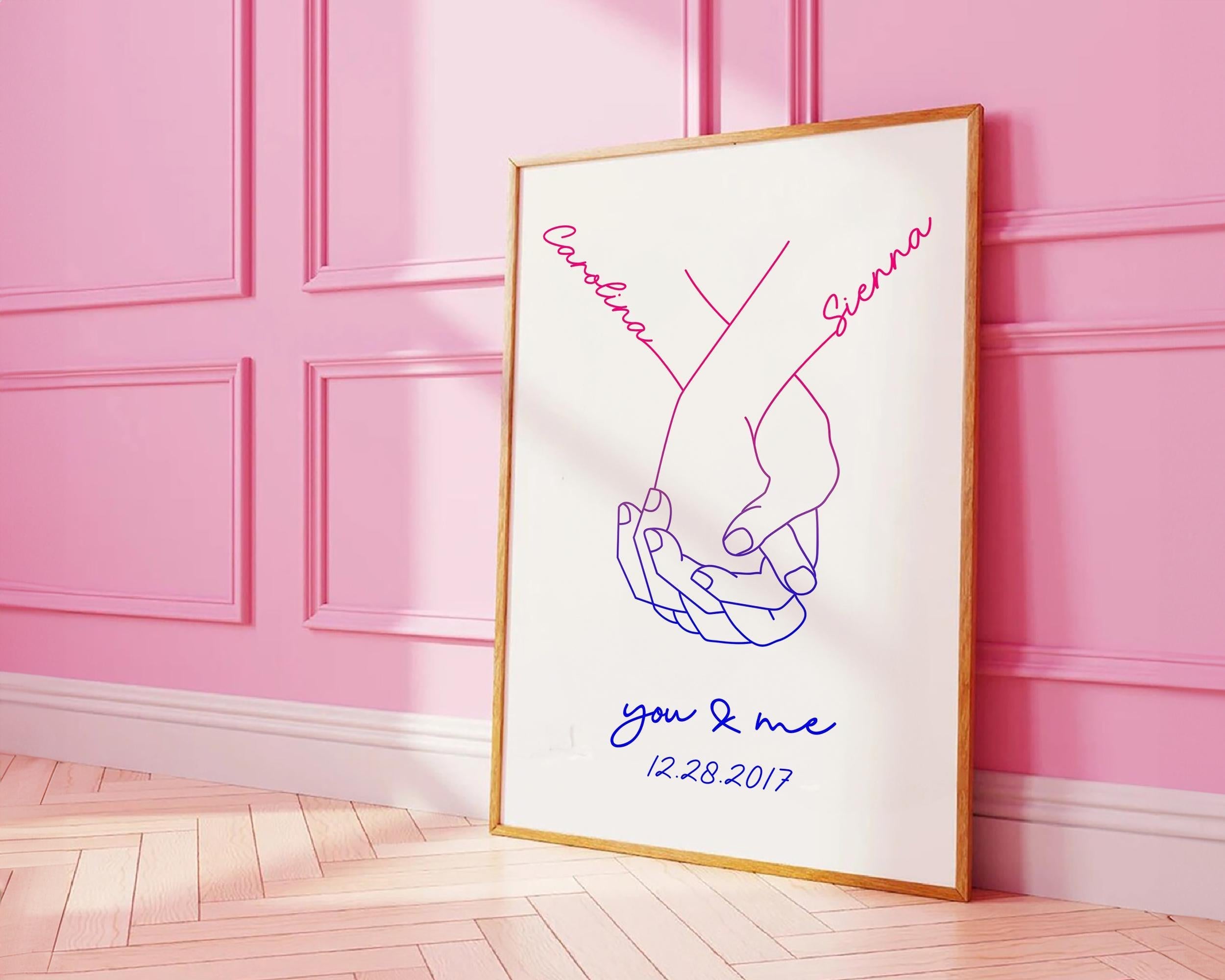 Lesbian Couple Art Print: Custom Hand Line Drawing - Digital Download