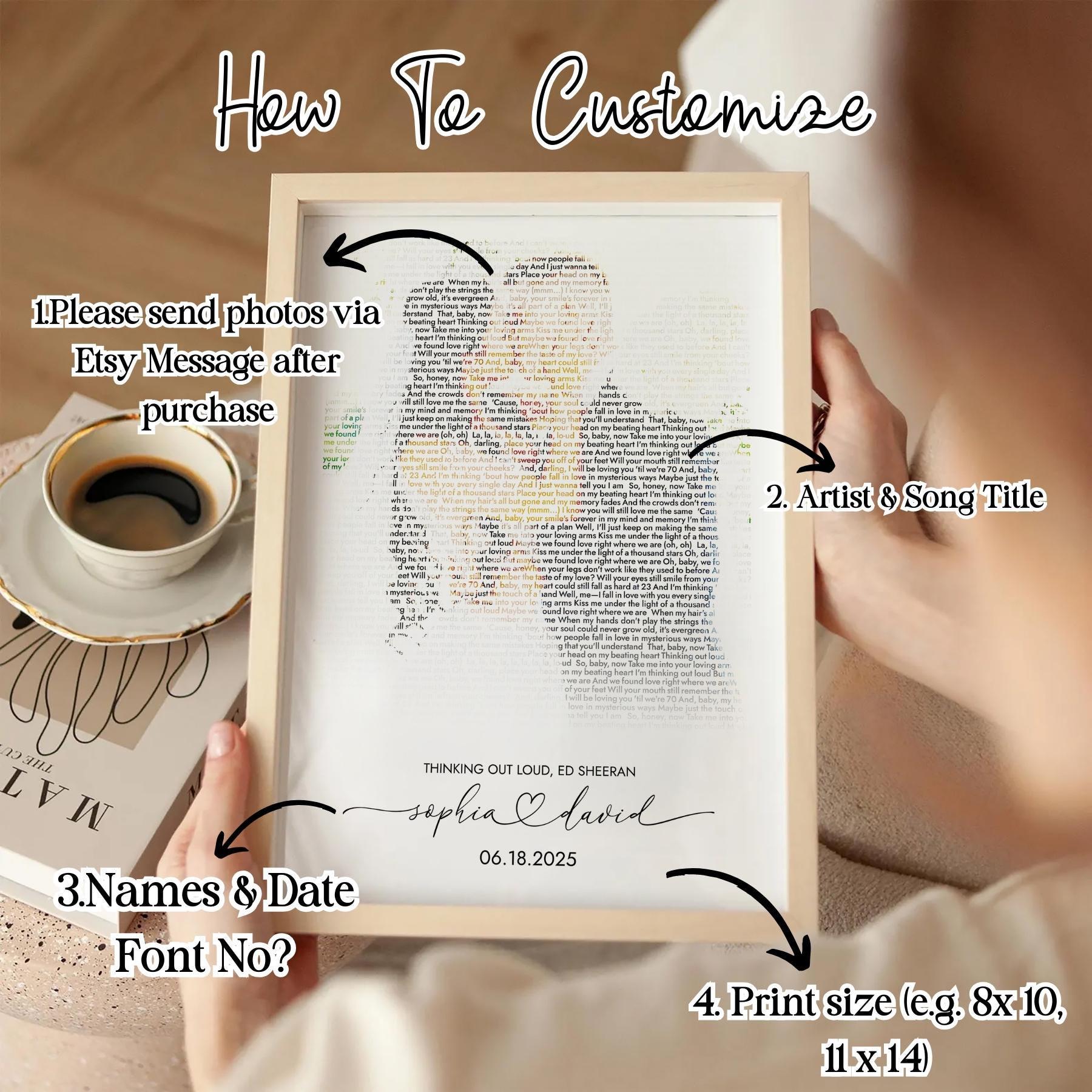 Personalized Wedding Song Lyrics Photo Print, Anniversary Gift , Lyric poster, Wall Art