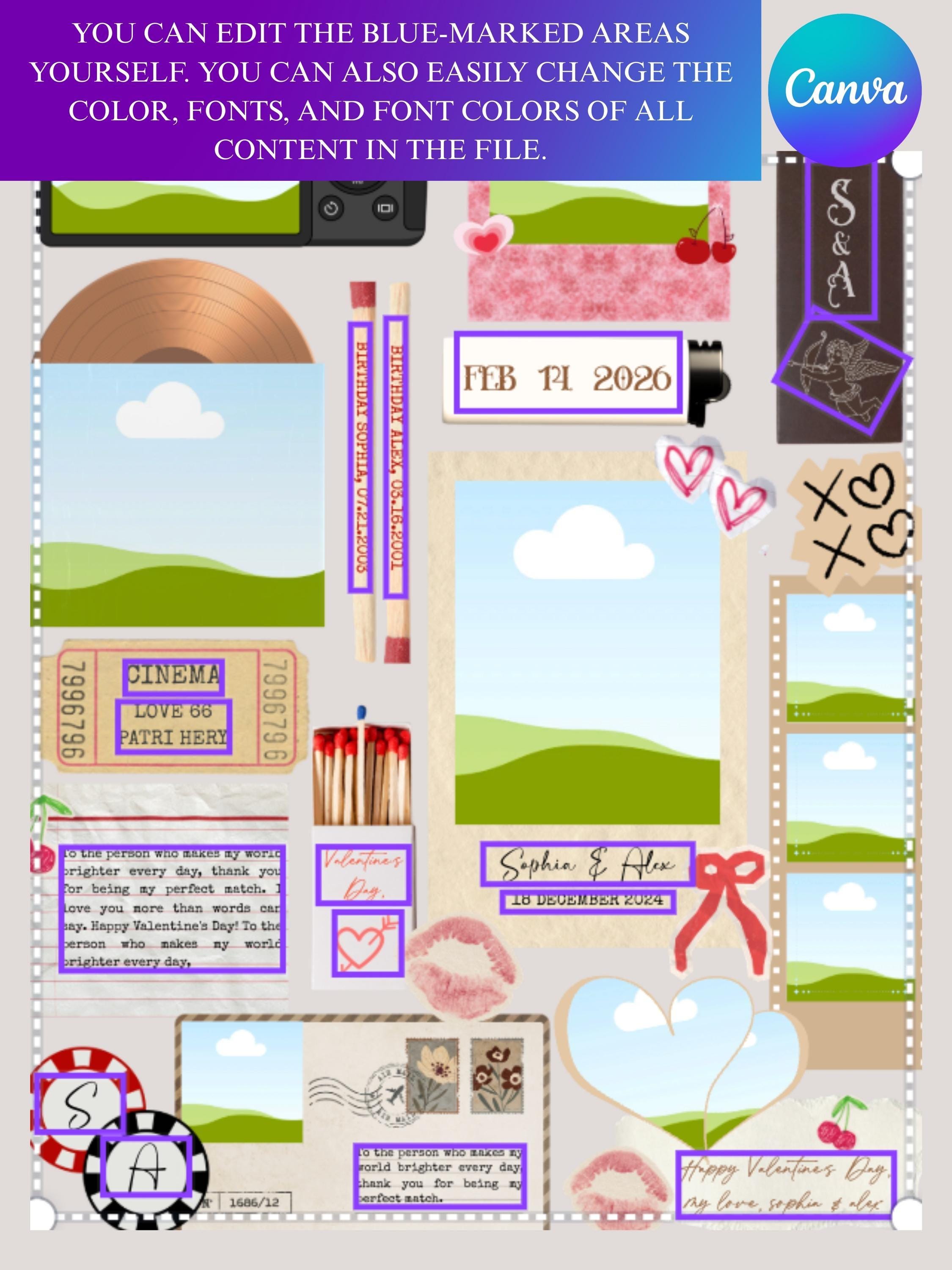 Valentine's Matchbook Poster Template, Custom Digital Print (Editable Canva File)