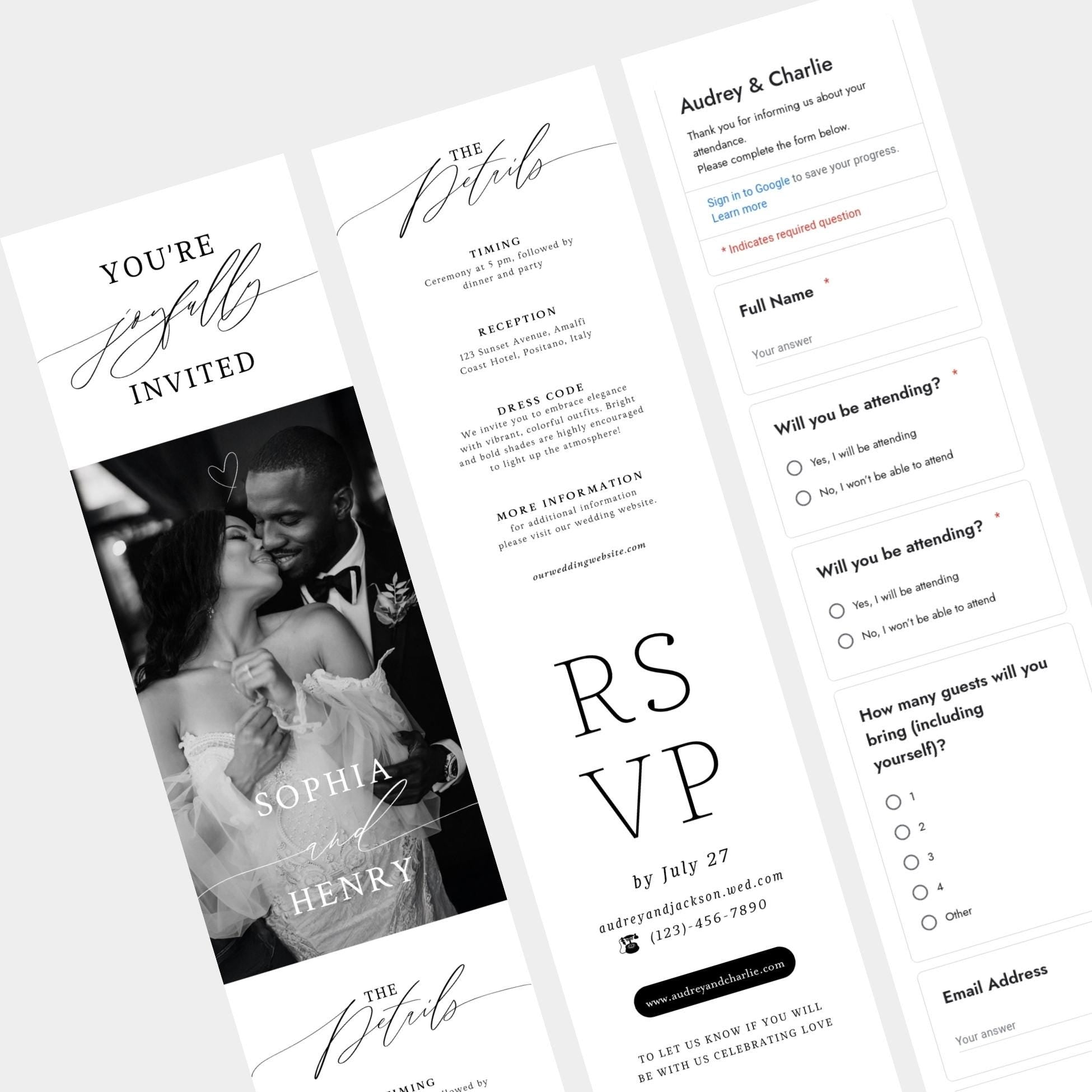 Digital Wedding Invitation Website: Editable Canva Template with RSVP