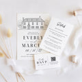 Custom Venue Line Art Wedding Invitation Template (DIY Canva Edit, Digital Download)