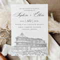 Wedding Venue Line Art Invitation: Custom Venue Sketch (Canva Template, Digital Download