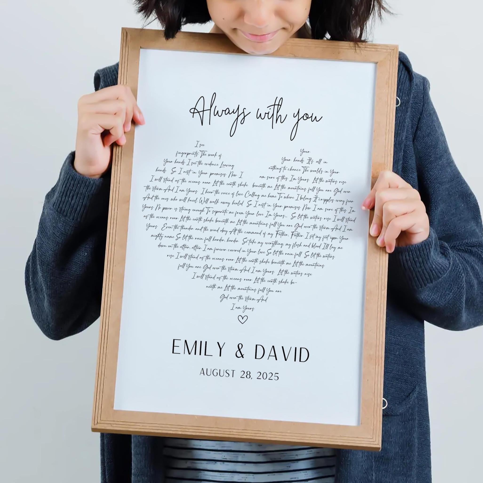 Personalized Heart Song Lyric Print: Wedding Vows Artwork