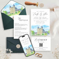Custom Watercolor Venue Wedding Invitation | Editable Canva Invite Template | Modern Wedd Template,