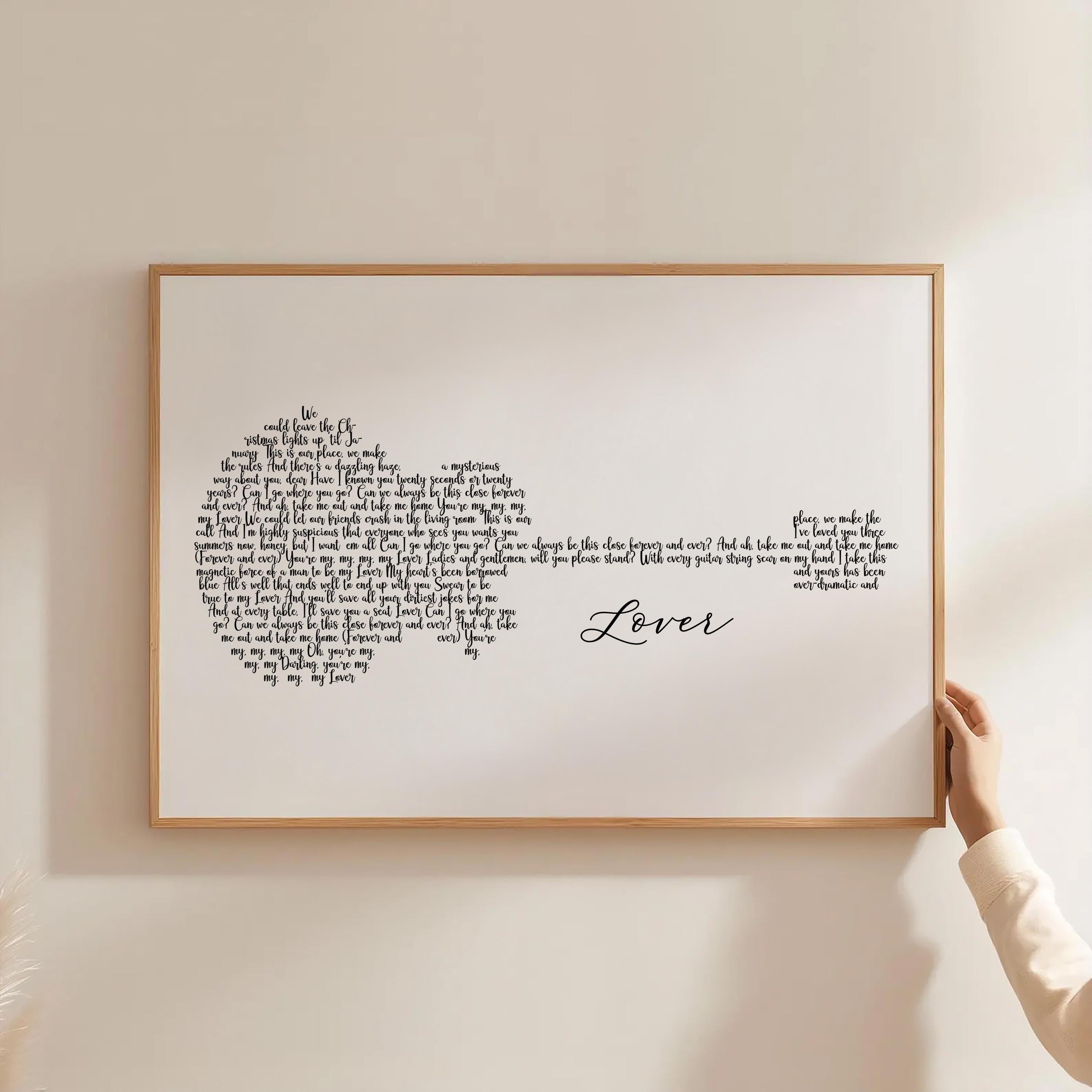 Custom Song Lyrics Guitar Art Print, Anniversary Gift (Digital Download)