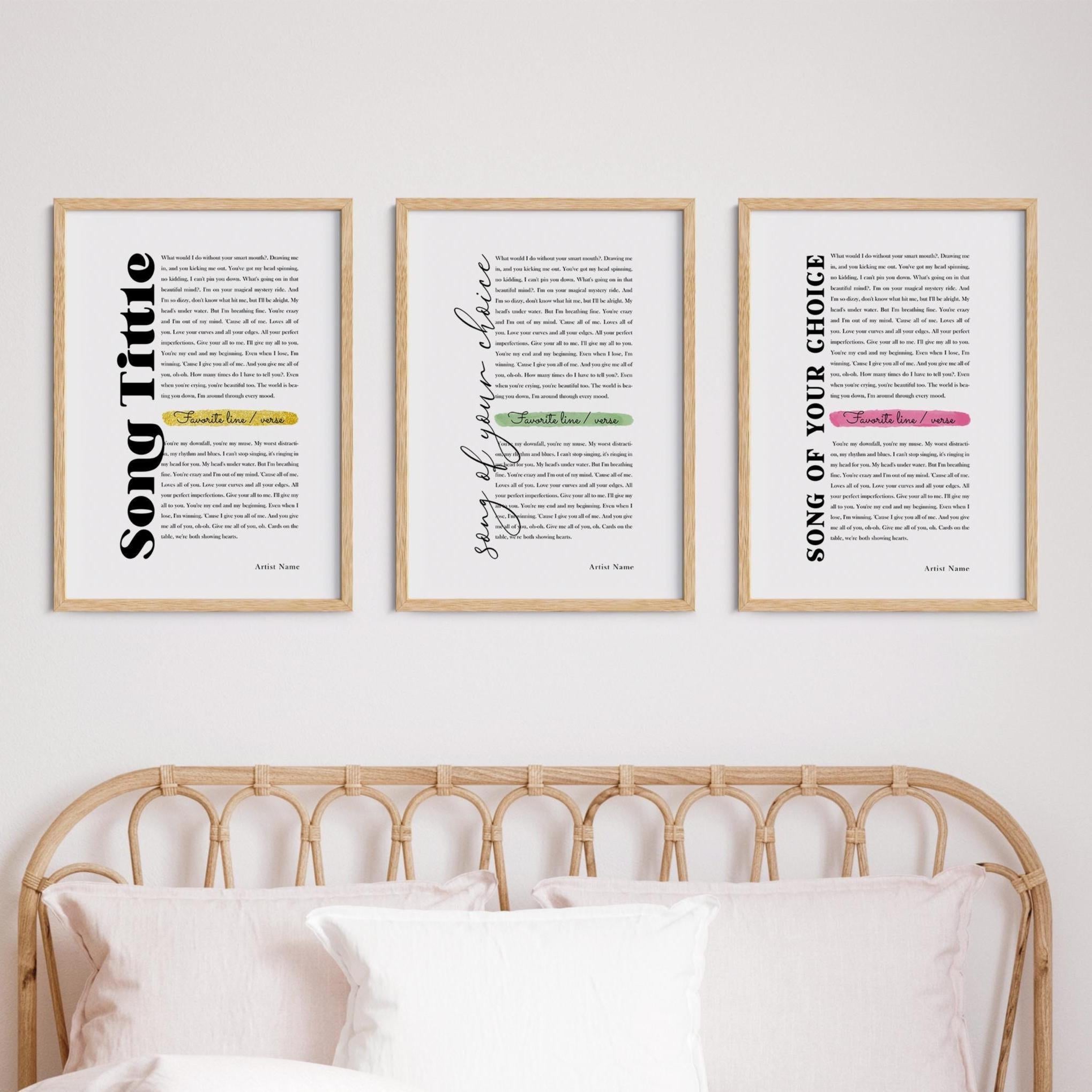 Personalized Wedding Song Lyrics Print - Retro Handwritten Style