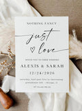 Modern Wedding Invitation Template, Minimalist Elopement (Canva Template)