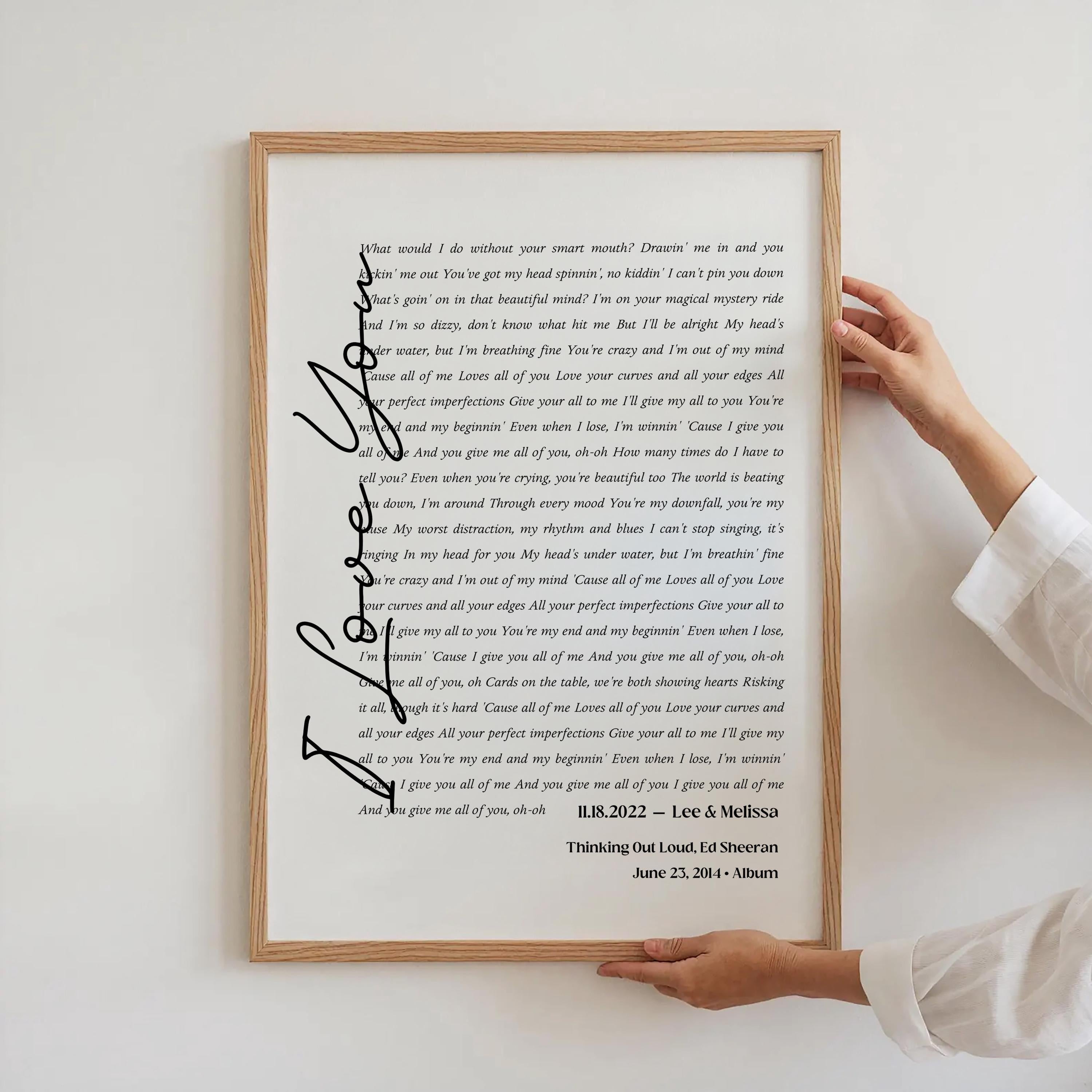Wedding Song Lyrics Canvas Print, Personalized First Dance (Digital File)