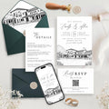Personalized Wedding Venue Sketch Invitation Suite | Modern Wedding Stationery Bundle | Editable Canva Template