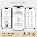 Venue Sketch Wedding Invitation Suite, Digital Wedding Phone Invite, Custom electronic venue E-vite, Editable Canva Template