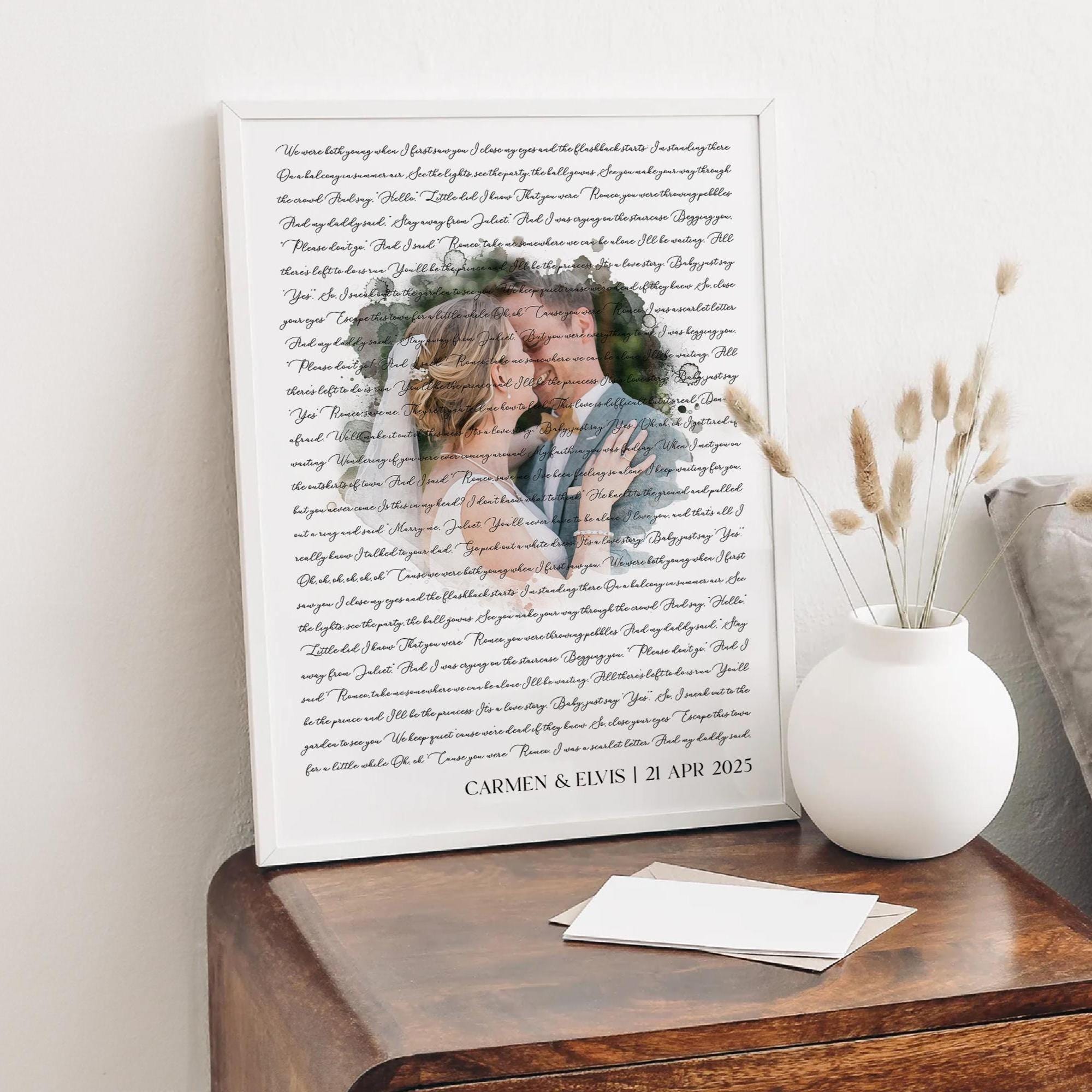 Personalized Wedding Song Lyrics Print: Custom Photo Keepsake