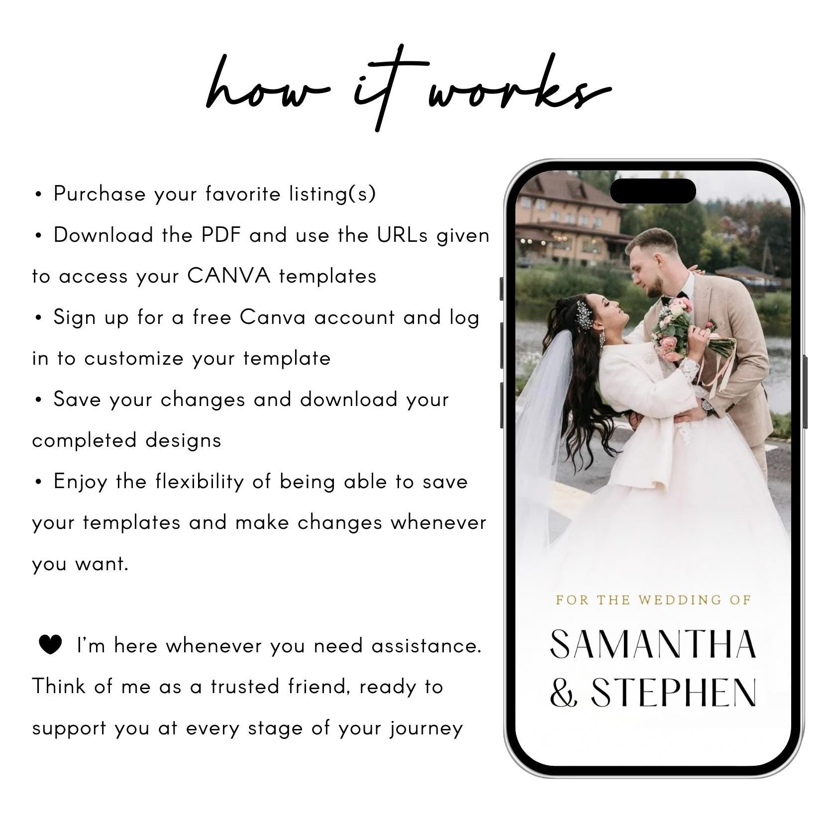 Animated Wedding Video Invitation Template, Canva Editable, Add Photo and Music