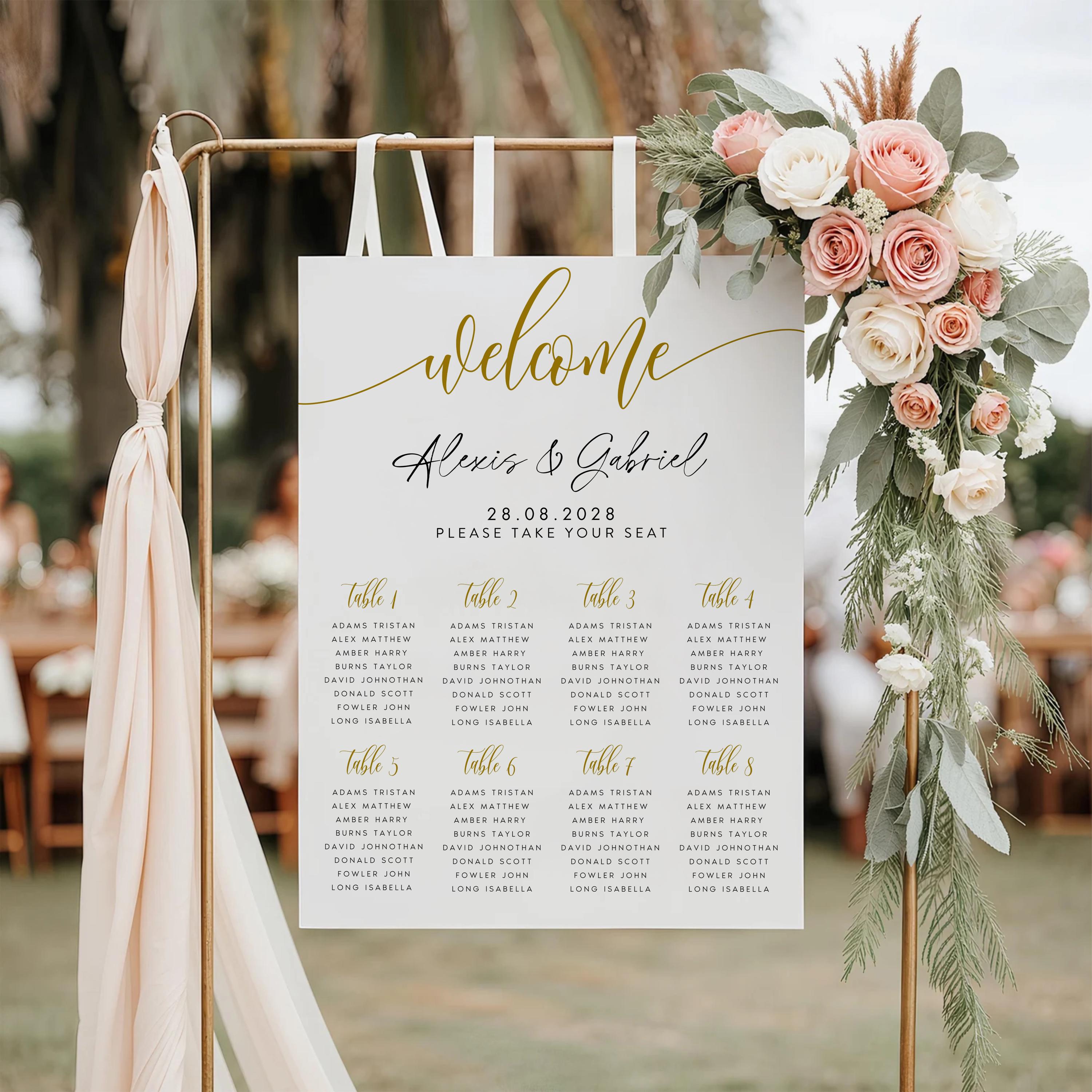 Editable Wedding Seating Chart Template: Minimalist Canva Design (Digital Download)