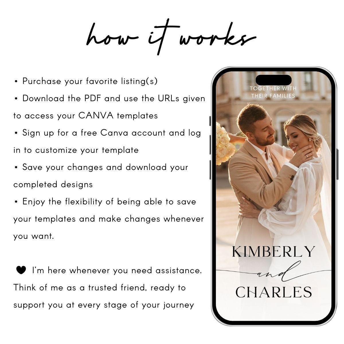 Minimalist Wedding Video Invitation: Animated Photo Template (Canva Editable)