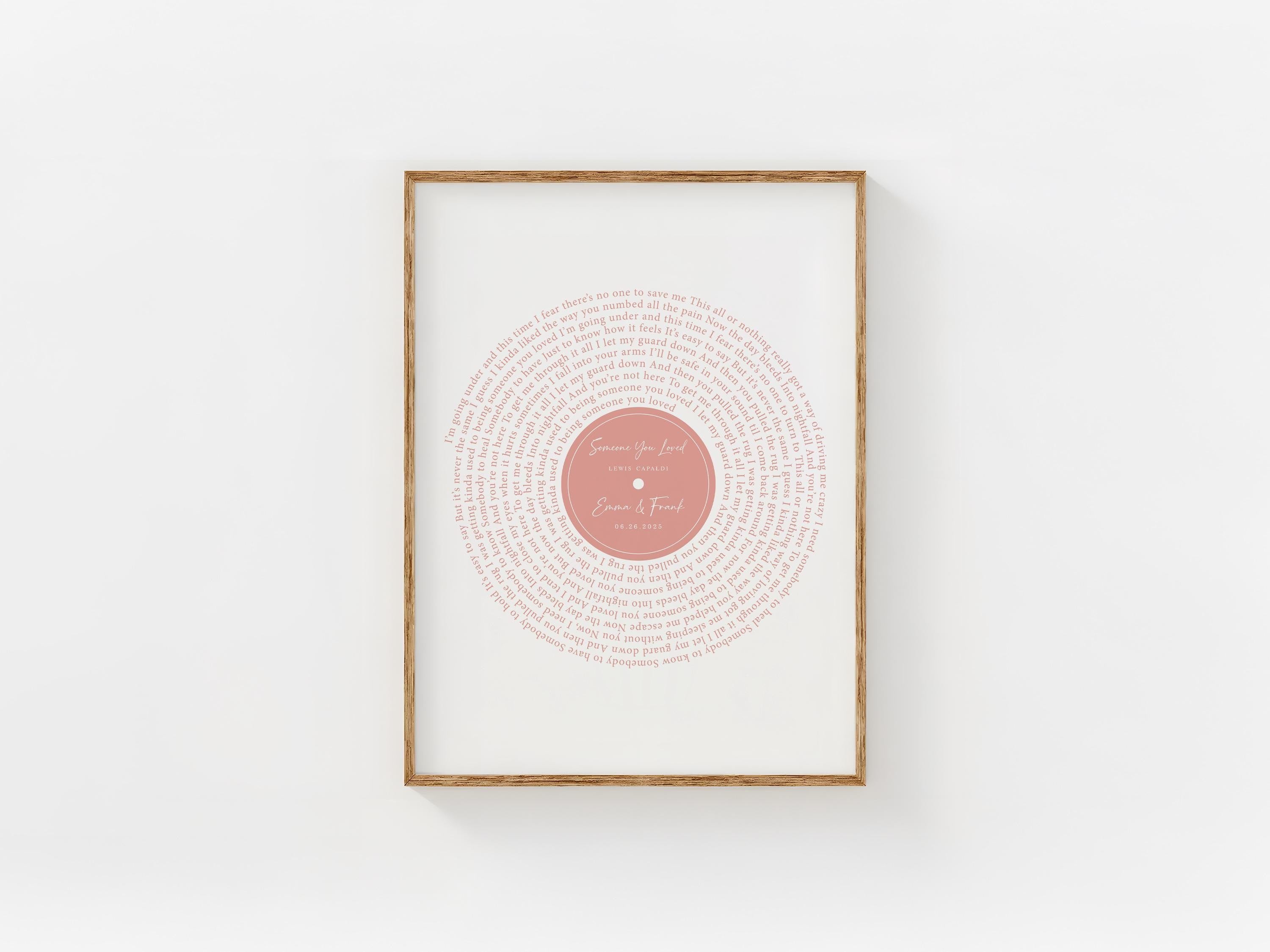 Wedding Song Lyrics Print: Custom Vinyl Record Style - Digital Download