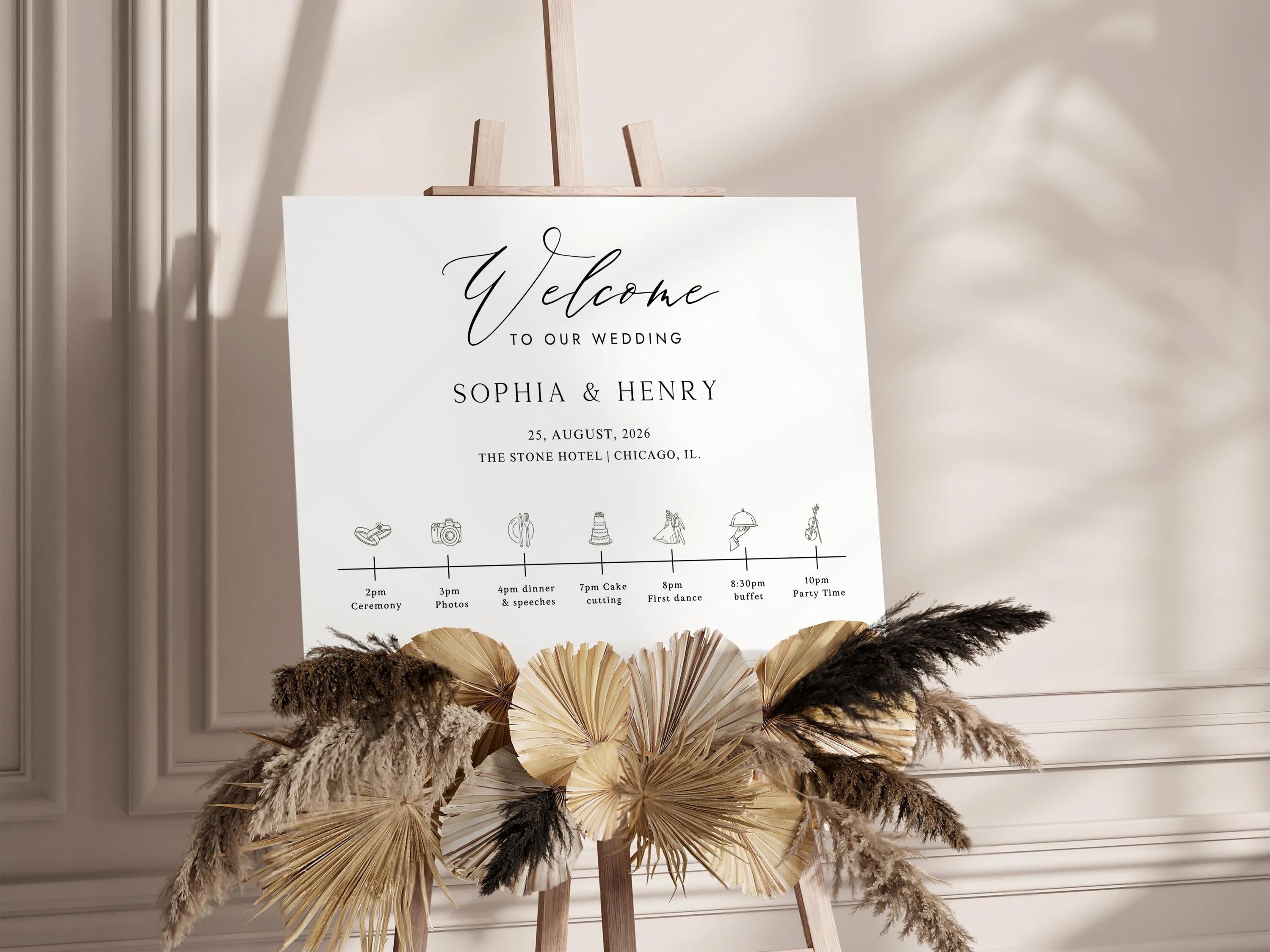 Minimalist Wedding Welcome Sign Template: Editable Canva Design (Digital Download)