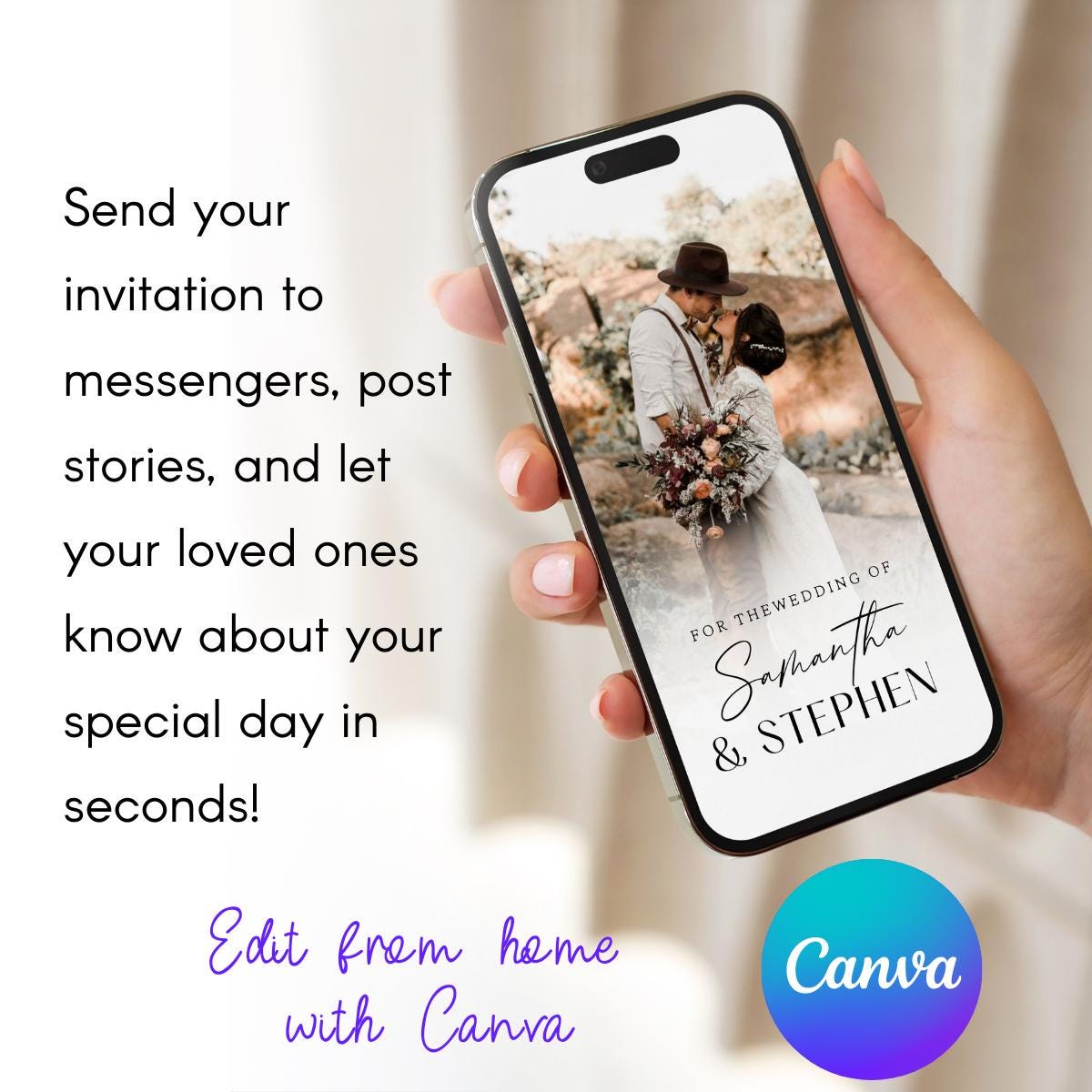 Animated Wedding Save The Date Video Invitation (Digital Download)