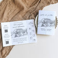 Wedding Venue Sketch Gatefold Invitation | Fully Editable Invitation Canva Template | Illustration