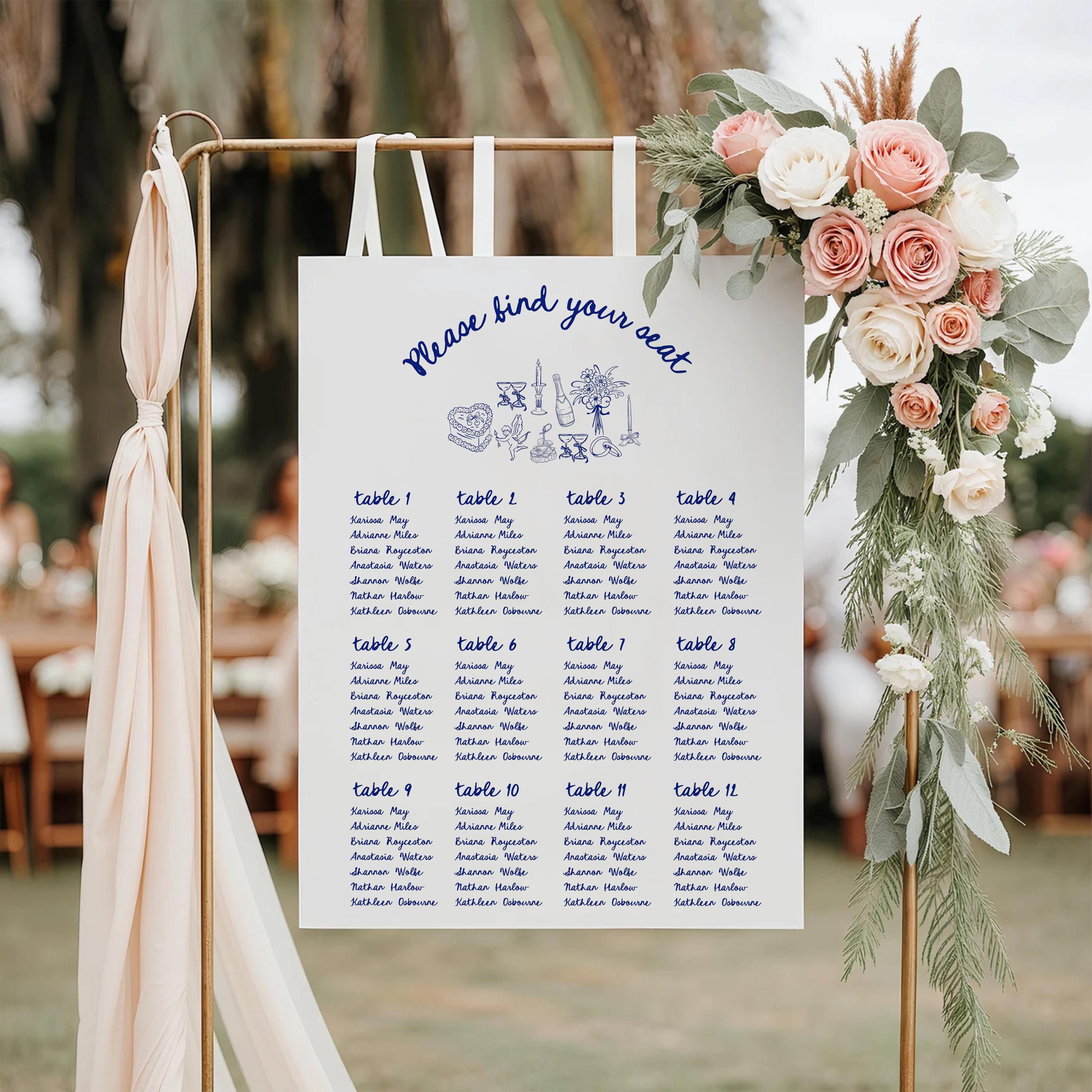 Coastal Wedding Seating Chart Template: Beach Theme (Digital Download)