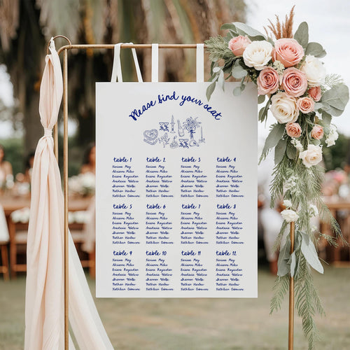 Coastal Wedding Seating Chart Template: Beach Theme (Digital Download)