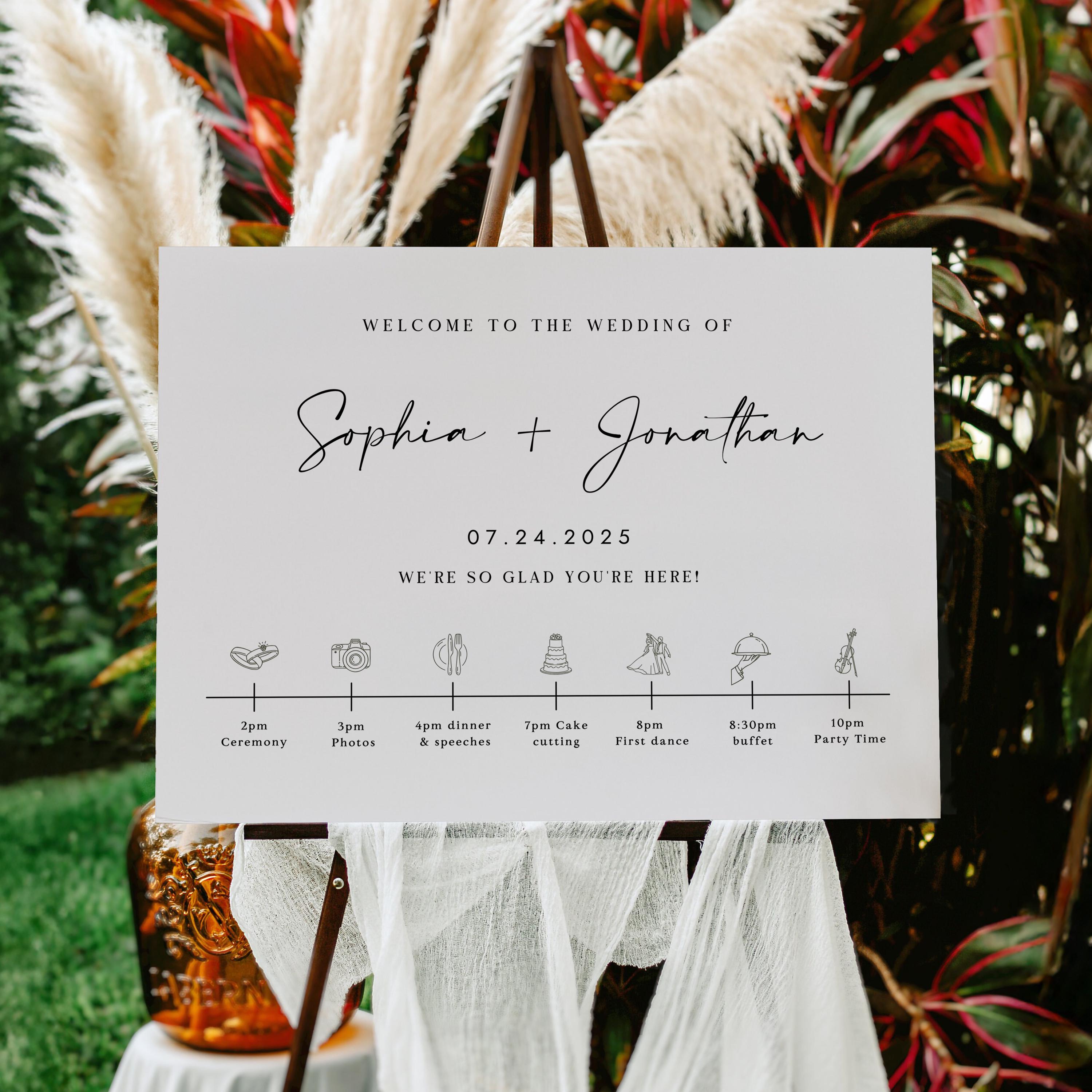 Minimalist Wedding Welcome Sign Template: Editable Canva Design (Digital Download)