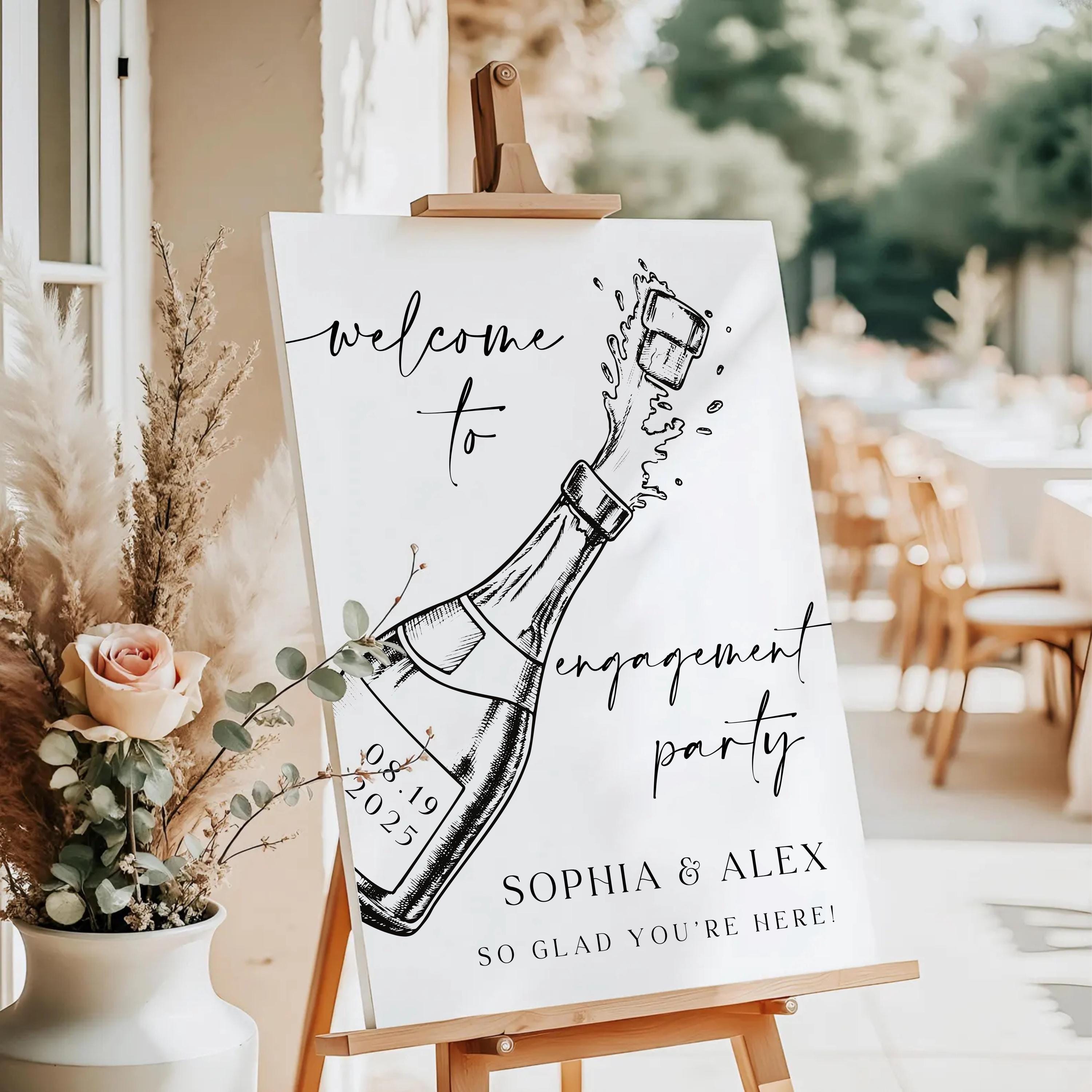 Engagement Party Welcome Sign: Modern Calligraphy, Editable Canva (Digital File)