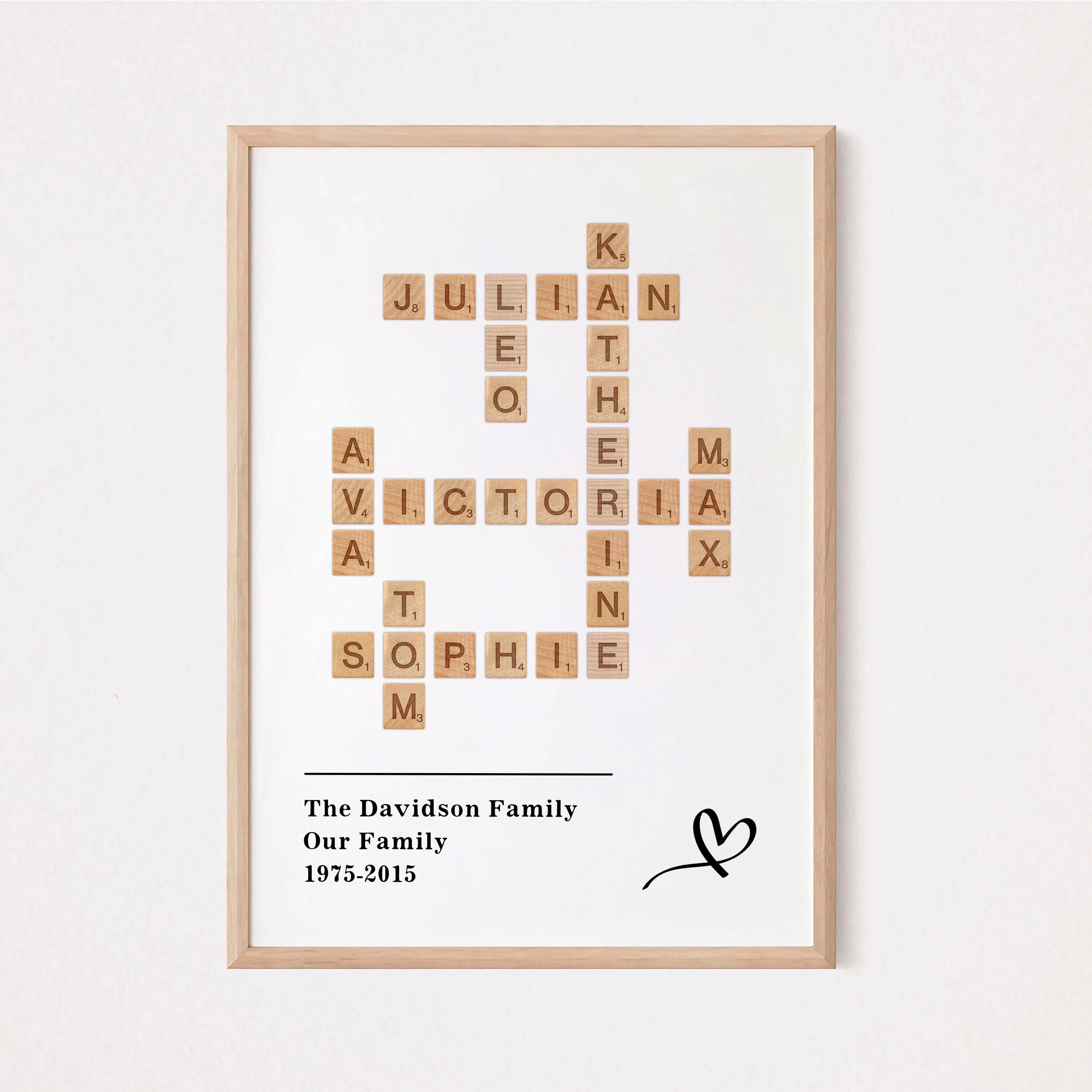 Family Name Scrabble Print, Custom Puzzle Art, Mother's day gift - (Digital Download)