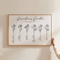 Birth Month Flower Wall Art - Personalized Family Name Print
