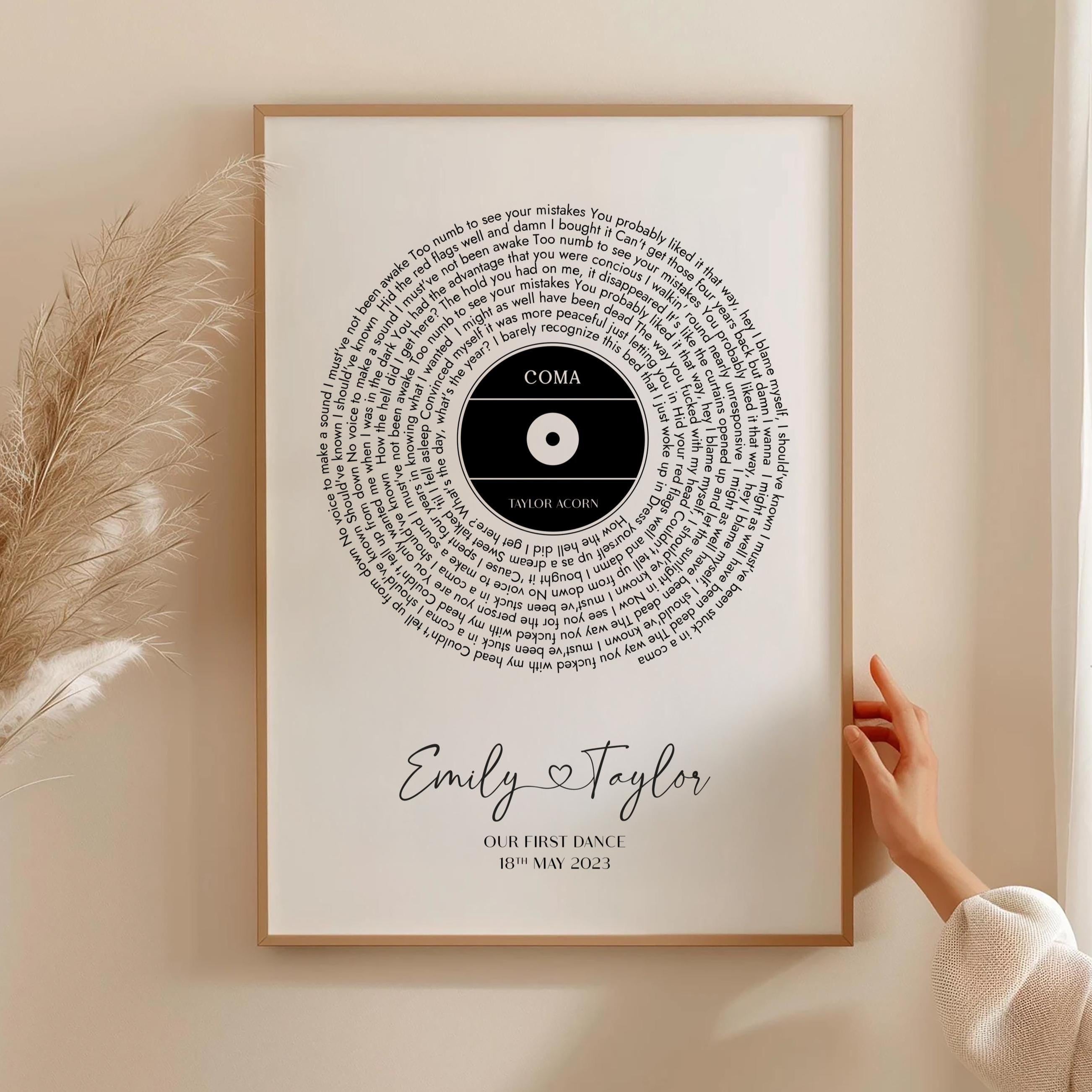 Song Lyrics Wall Art: Personalized Vinyl Record - Digital Download