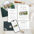 Custom Watercolor Venue Wedding Invitation set | Editable Canva Invite Template | Modern Wedding Illustration