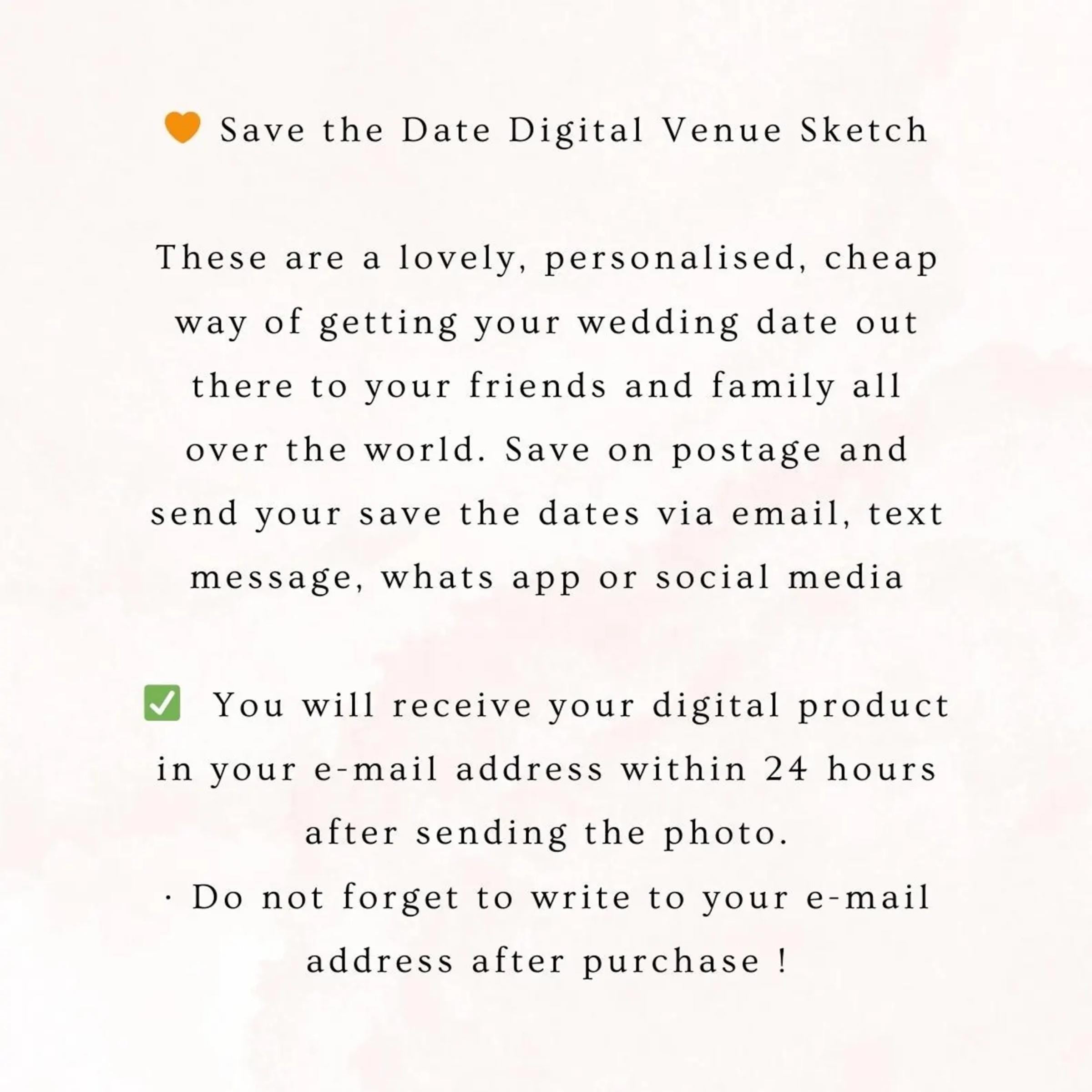 Venue Sketch Save the Date: Digital Wedding Invitation (JPEG, PNG, PDF