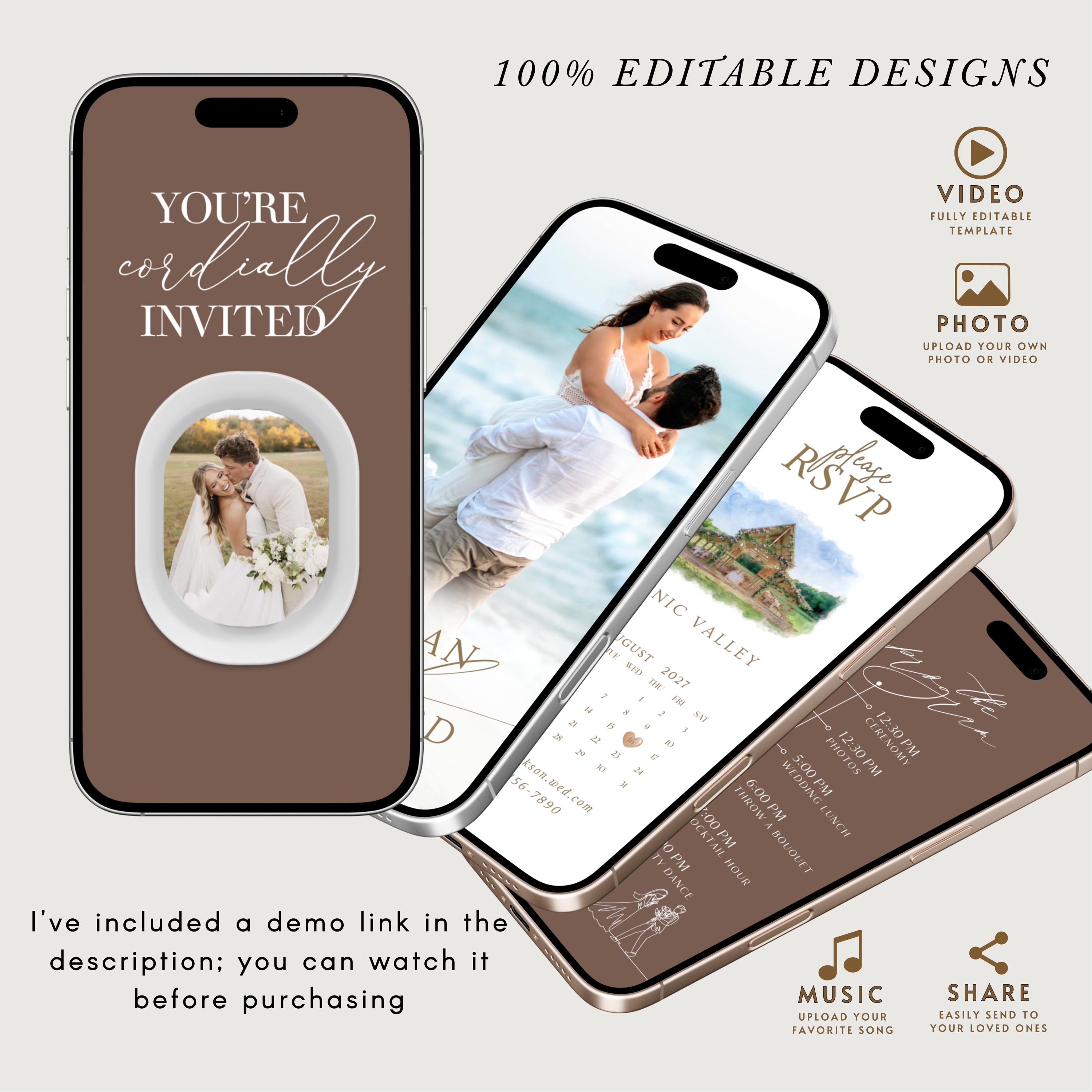 Adventurers Theme Wedding Video Invitation Template, Fully Editable in Canva, Digital Download