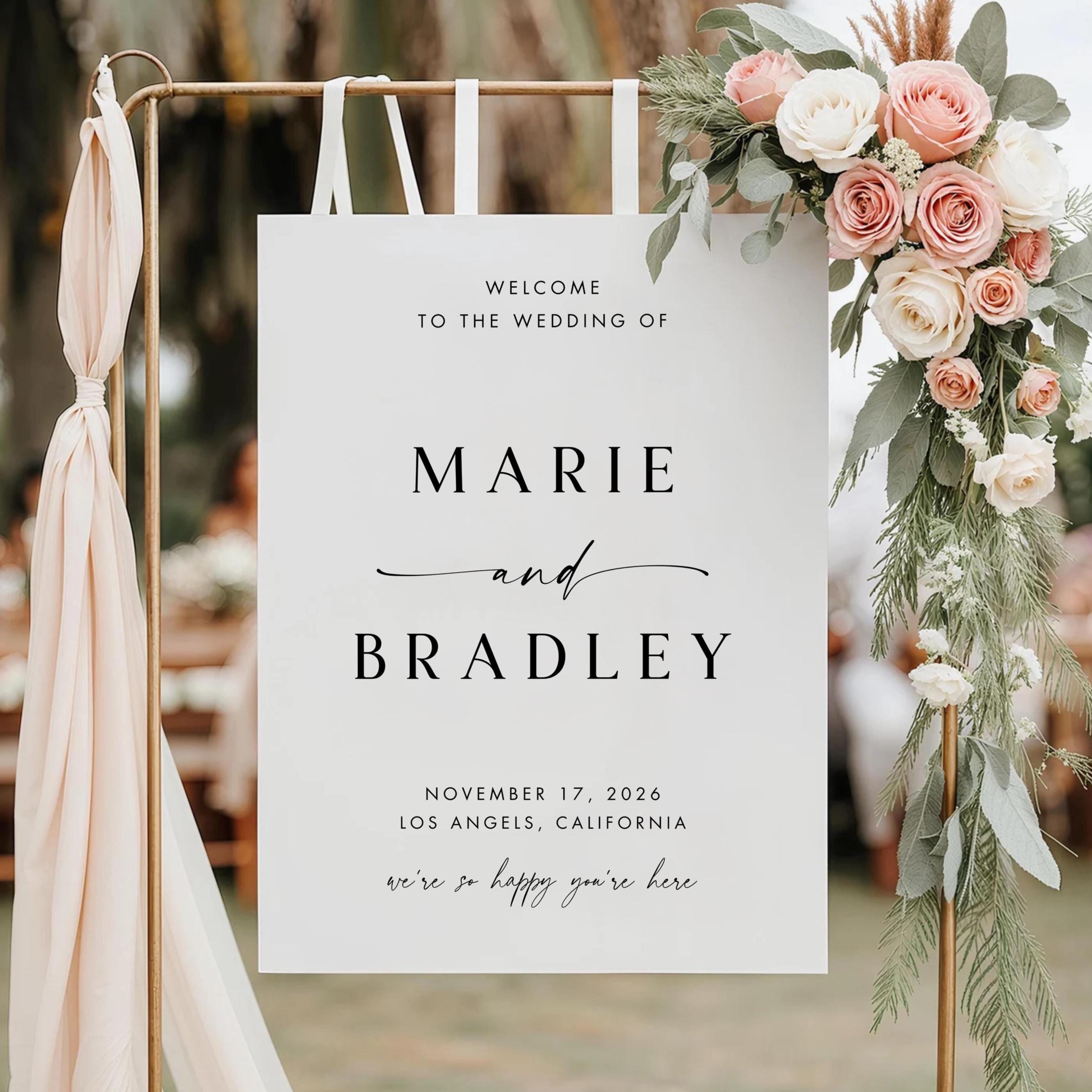 Minimalist Wedding Welcome Sign Template, Elegant Poster (Canva Template)