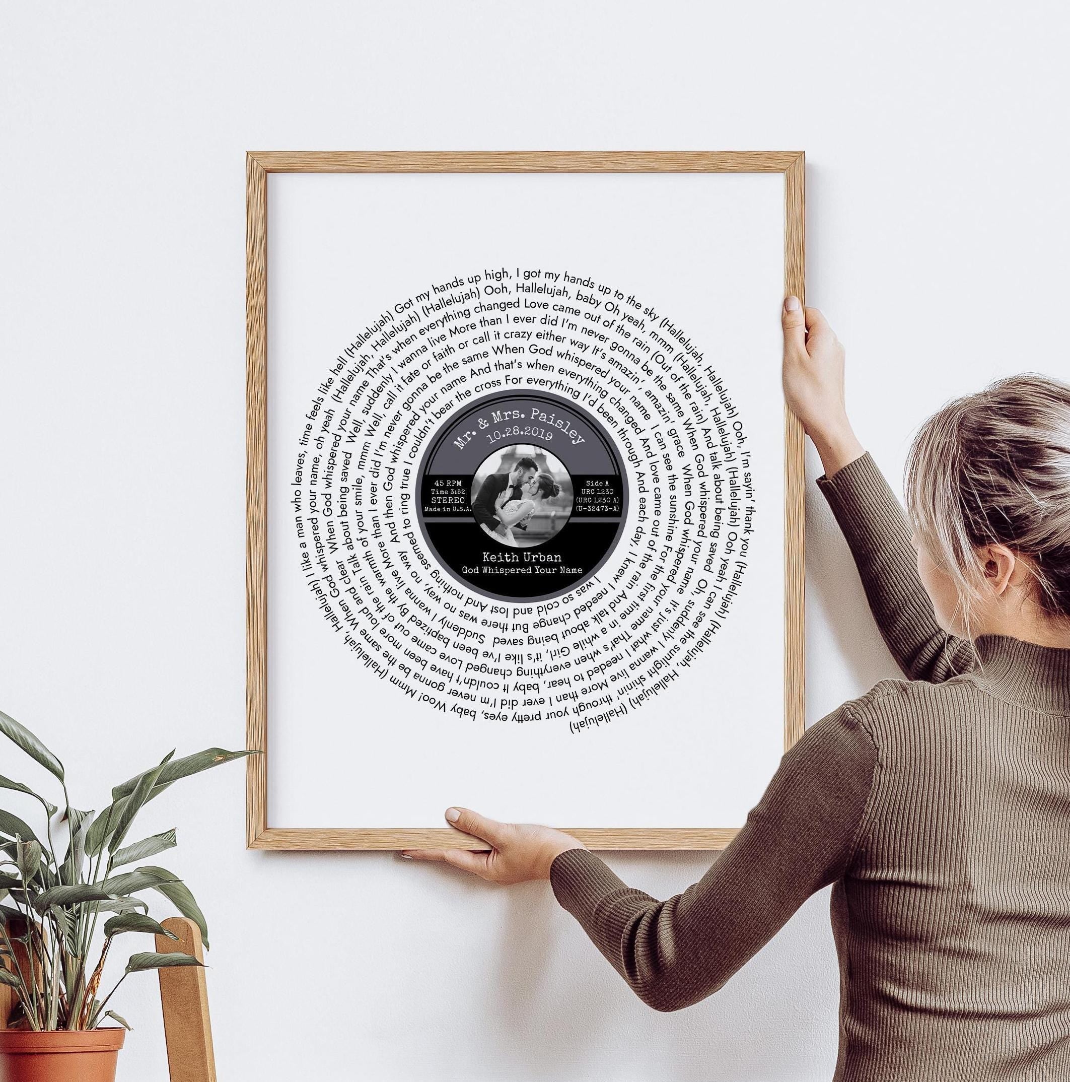 Personalized Song Lyrics Vinyl Record Print, Anniversary Gift - Digital Download