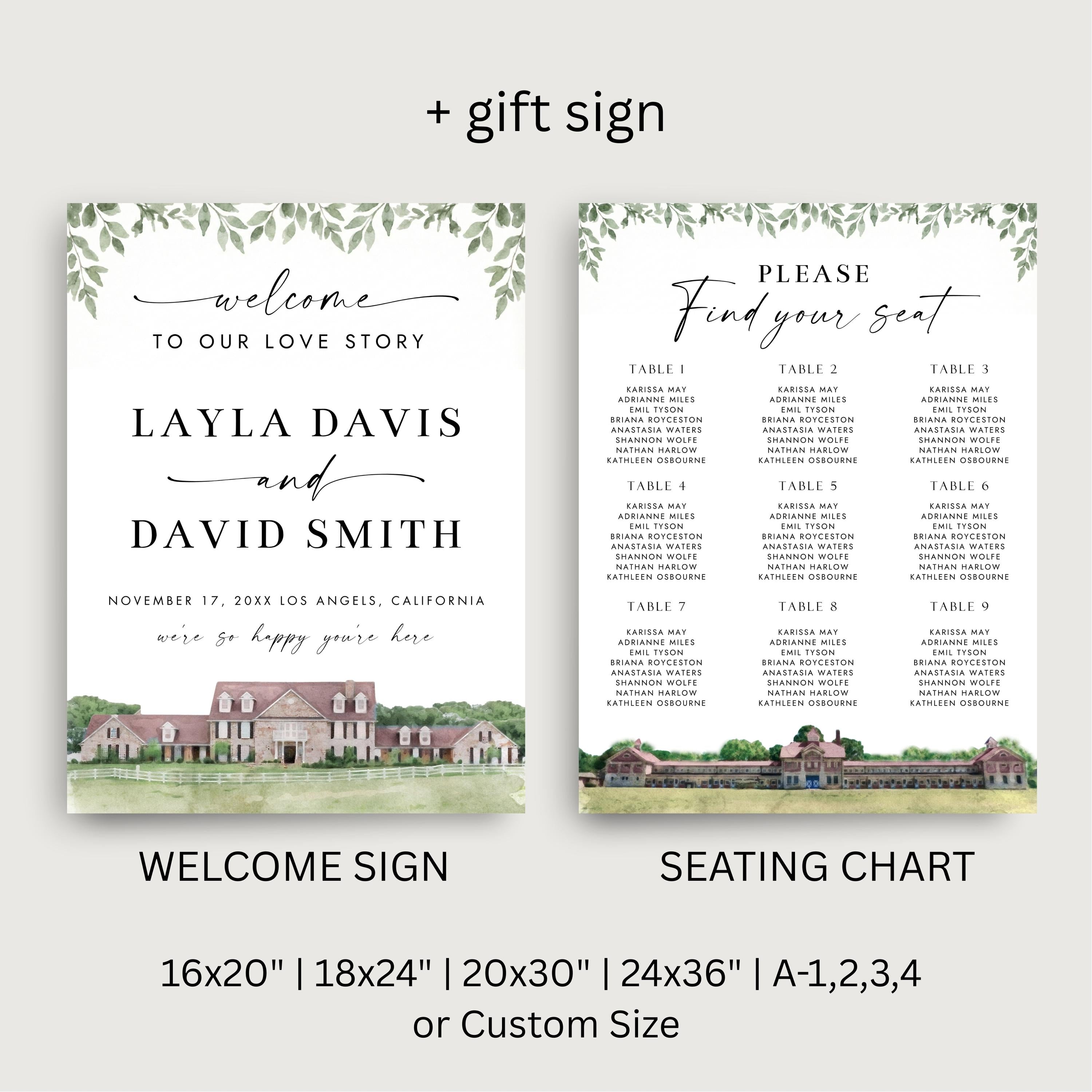 Custom Watercolor Venue Wedding Invitation | Printable Wedding Stationery Bundle | Editable Canva Template
