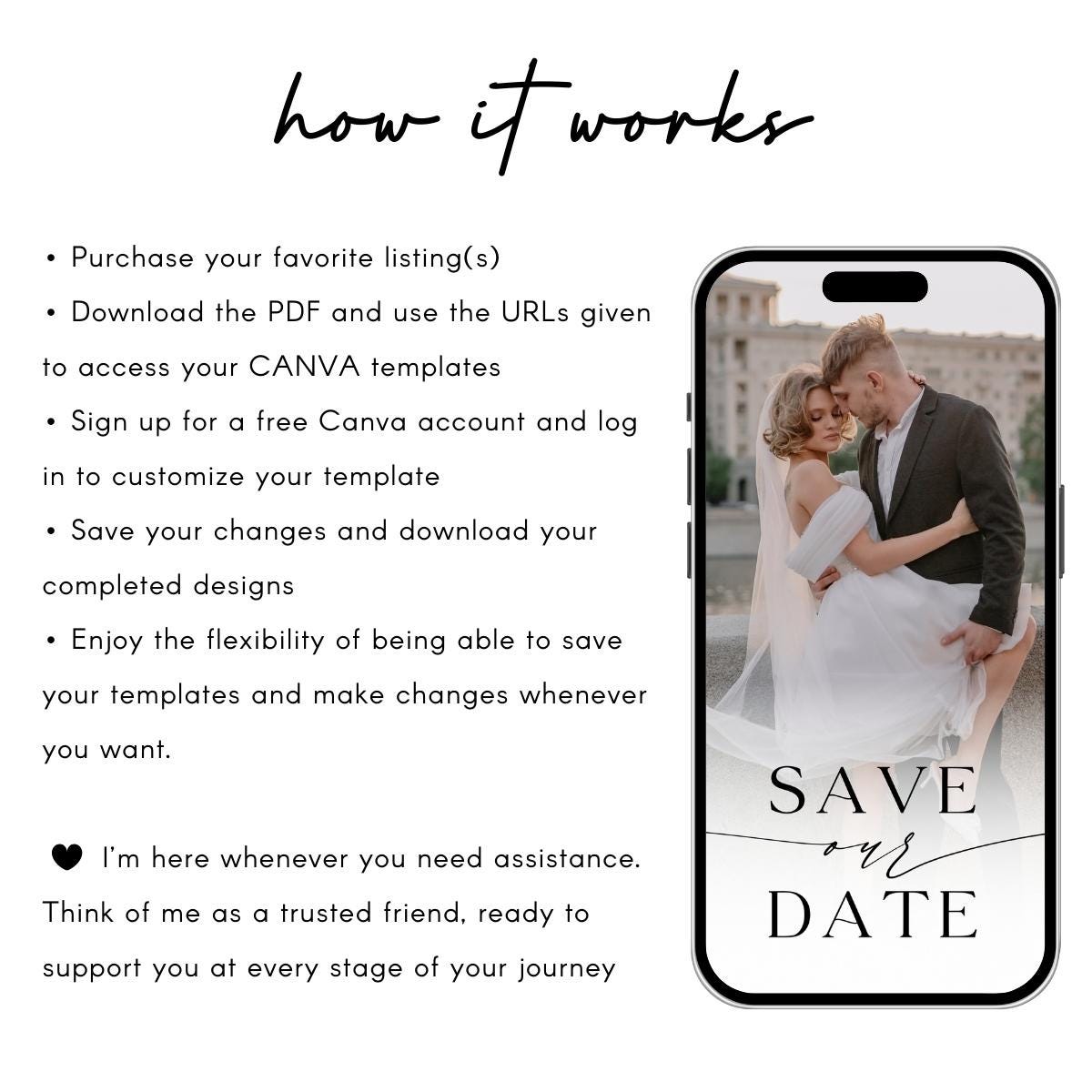 Photo Save the Date Video Invitation: Minimalist Calendar (Editable Canva Template)