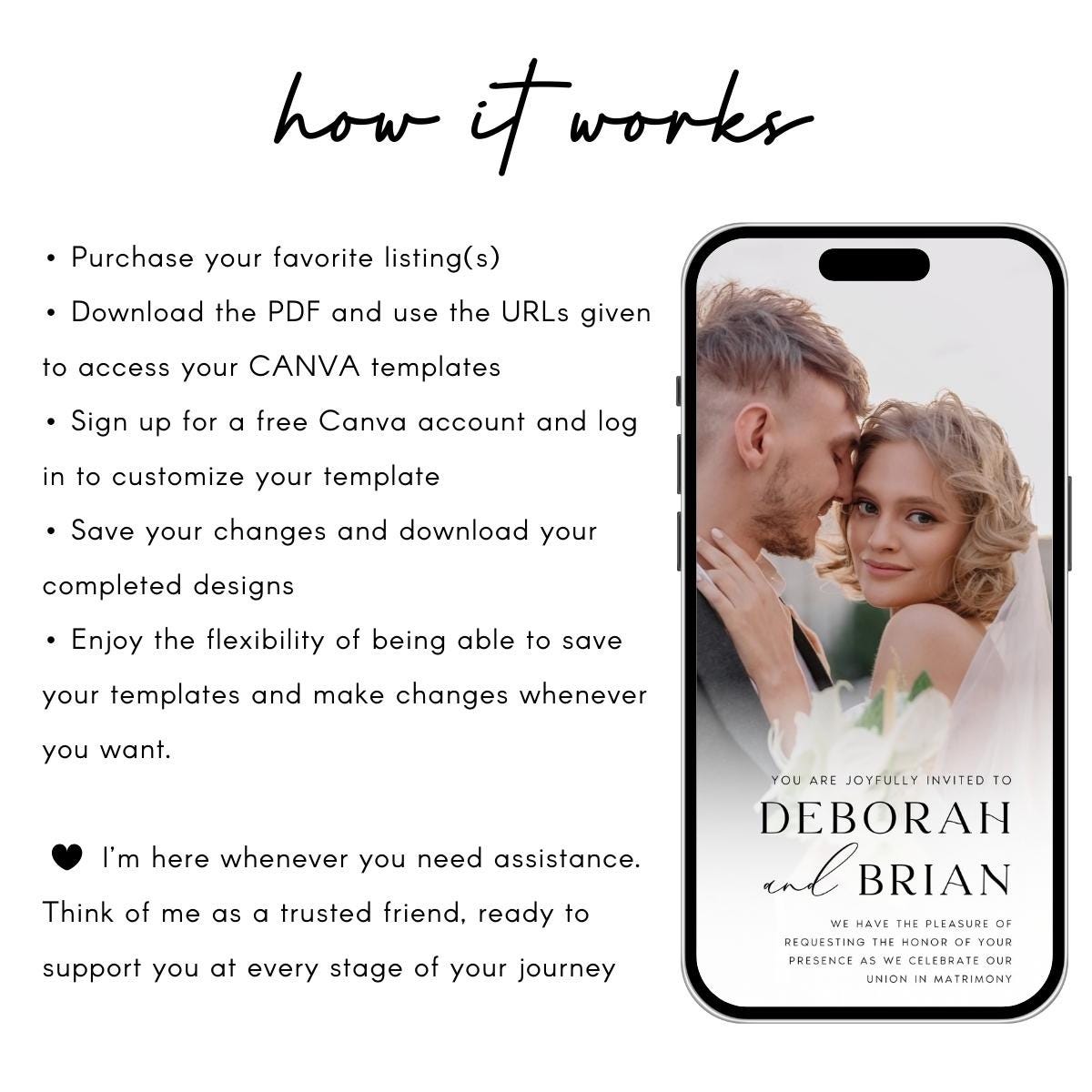 Photo Save the Date Video Invitation: Minimalist Wedding (Editable Canva Template)