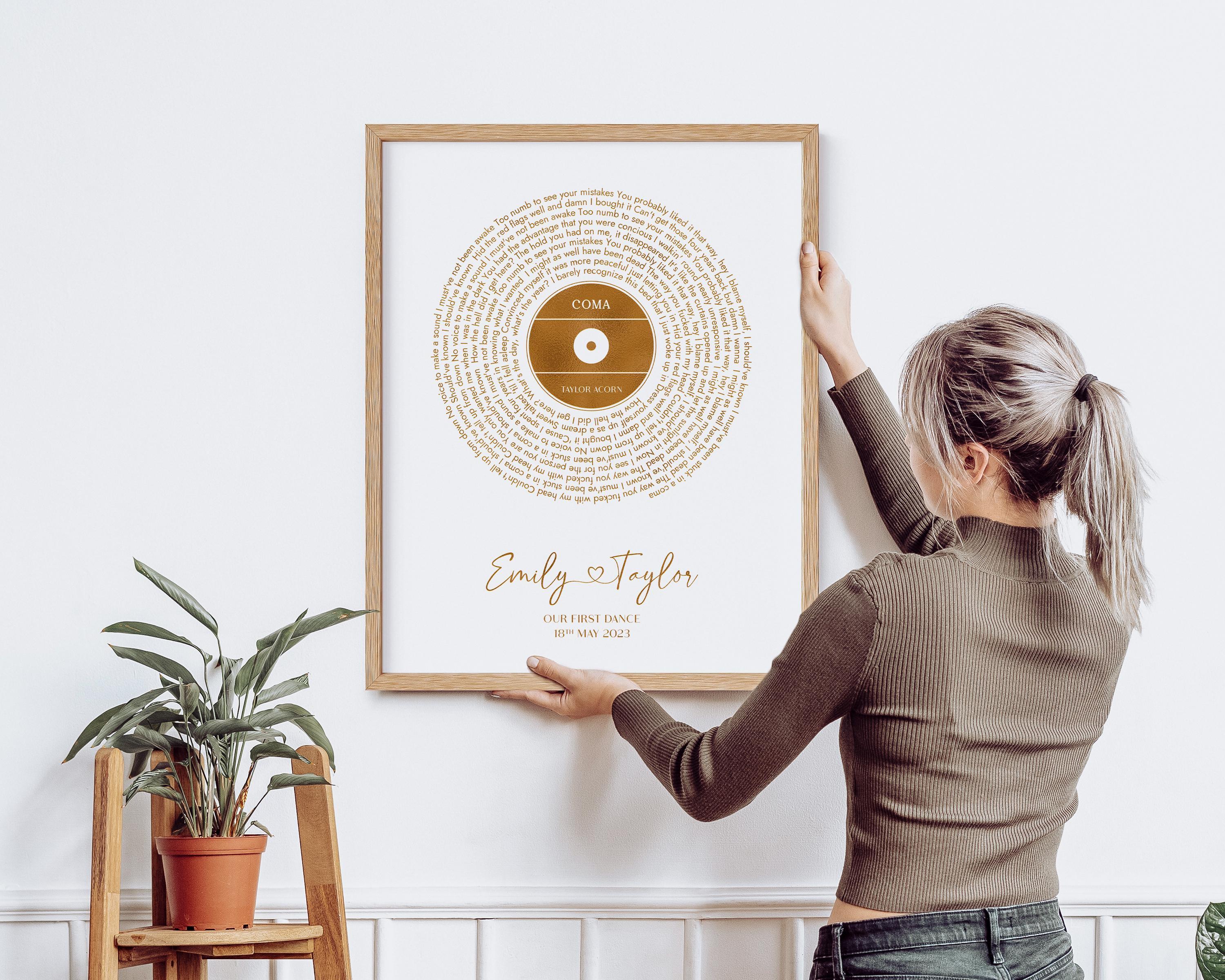 Song Lyrics Wall Art: Personalized Vinyl Record - Digital Download