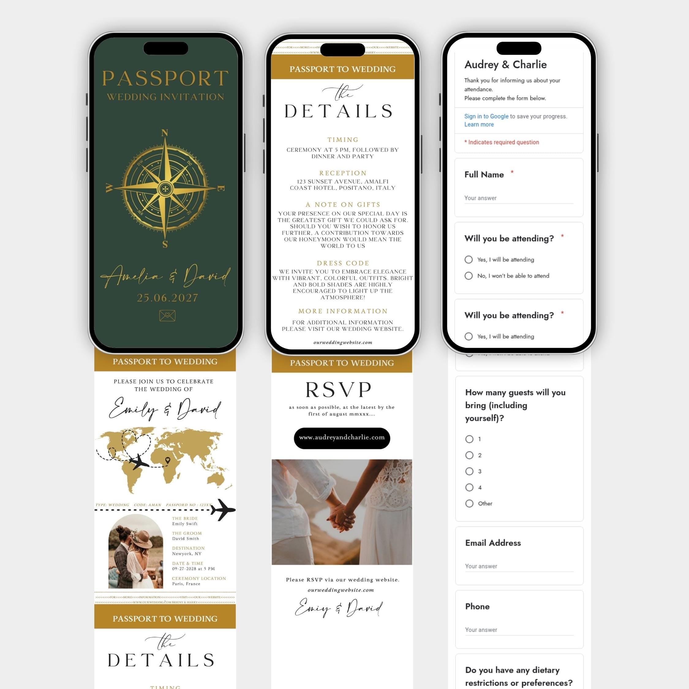 Digital Wedding Invitation Website: RSVP, Map, Countdown (Canva Template)