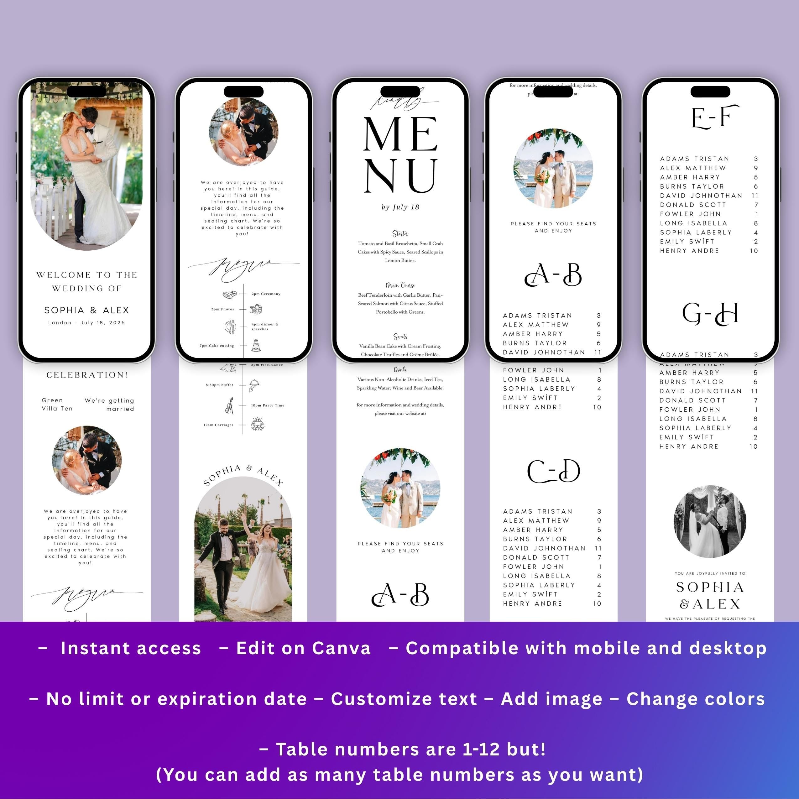 Wedding Seating Chart Website: Digital QR Code Sign - Editable Canva
