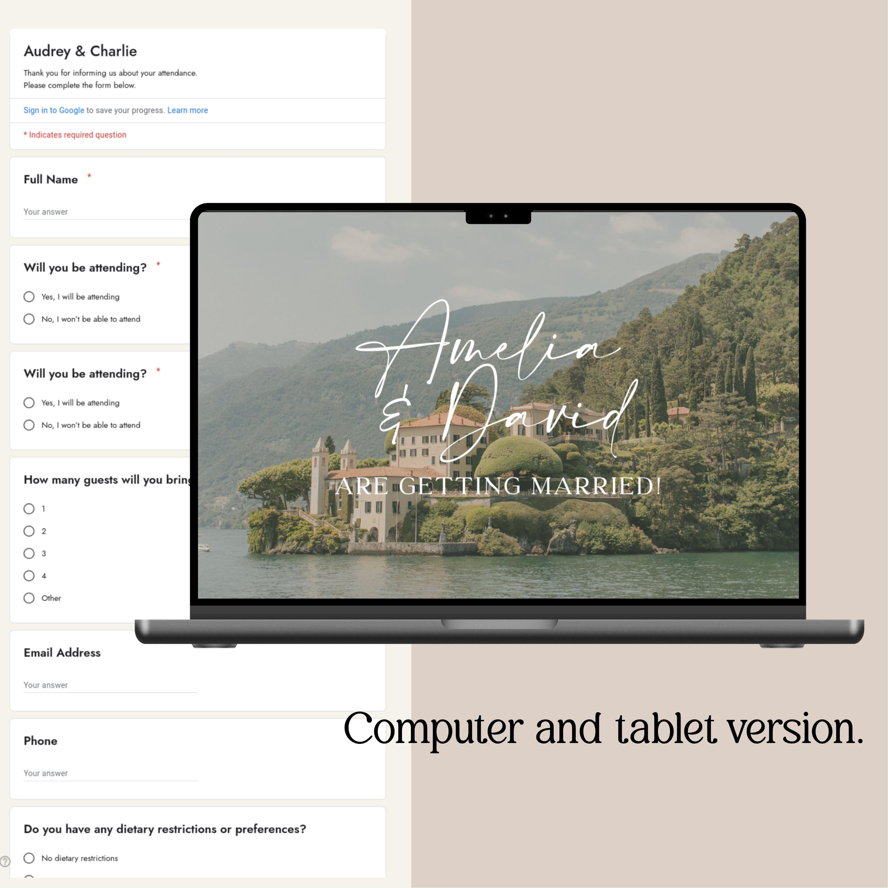 Editable Wedding Website Template - RSVP Tracker & Countdown Included
