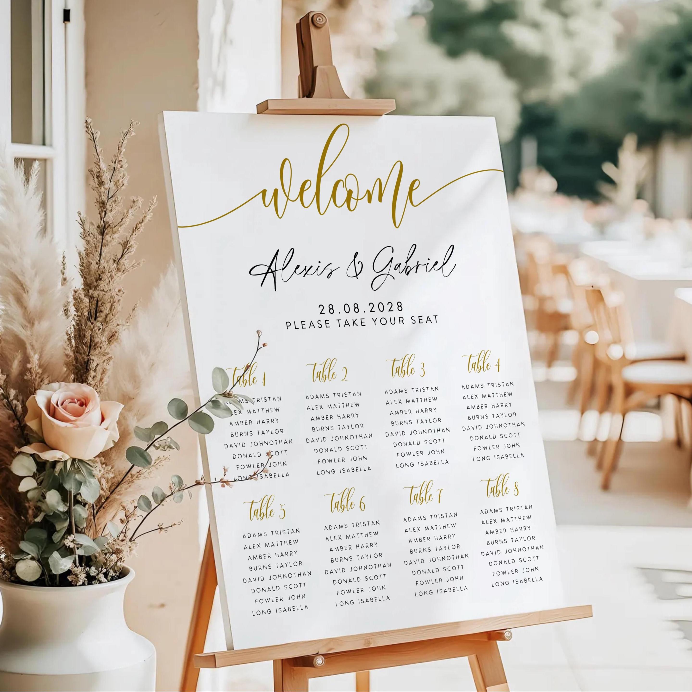 Editable Wedding Seating Chart Template: Minimalist Canva Design (Digital Download)
