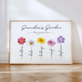 Custom Birth Month Flower Garden Print, Watercolor Family Name Art (Digital Download)