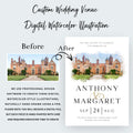 Custom Wedding Venue Watercolor Illustration: Digital Art (JPEG, PNG, PDF)