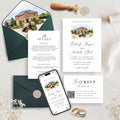 Custom Watercolor Venue Wedding Invitation set | Editable Canva Invite Template | Modern Wedding Illustration