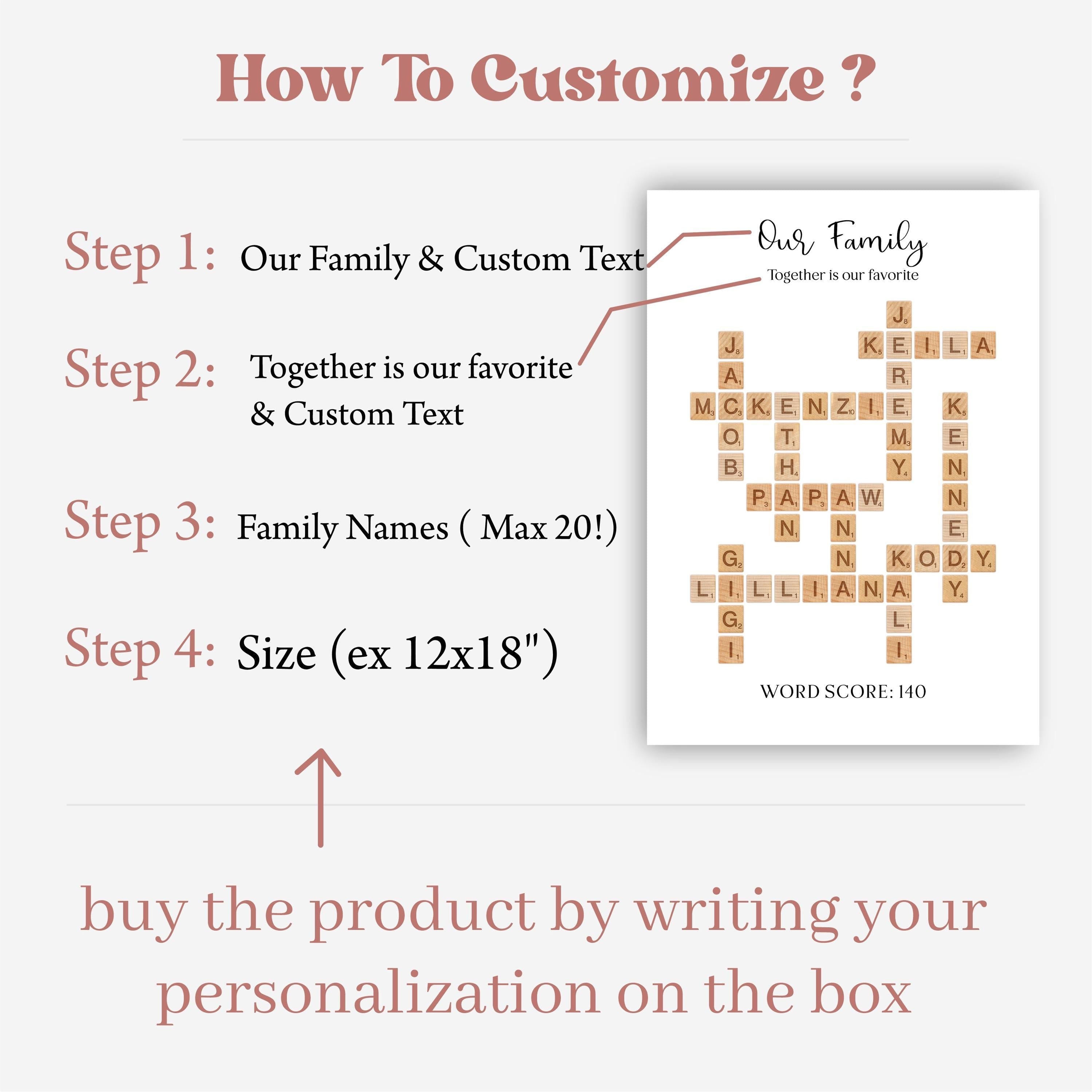 Personalized Family Scrabble Name Print, Custom Crossword Gift (Digital Download)