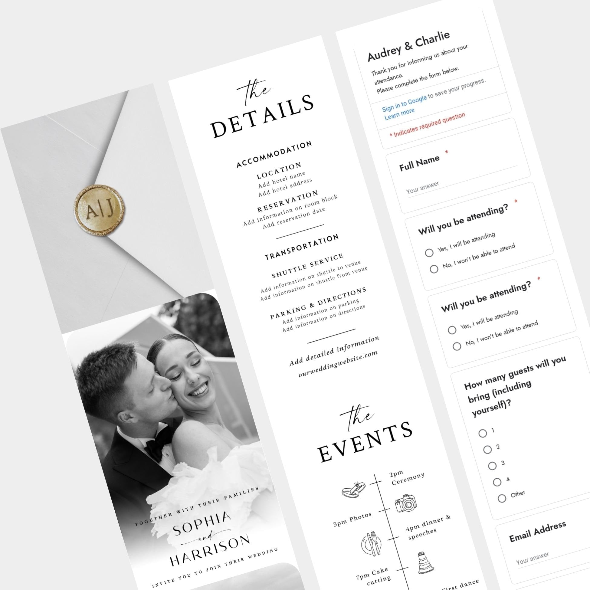 Digital Wedding Invitation Website: RSVP, Countdown, Canva Template
