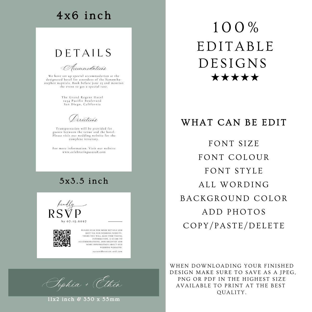 Custom Watercolor Wedding Venue Invitation Template: DIY Canva Design (Digital Download