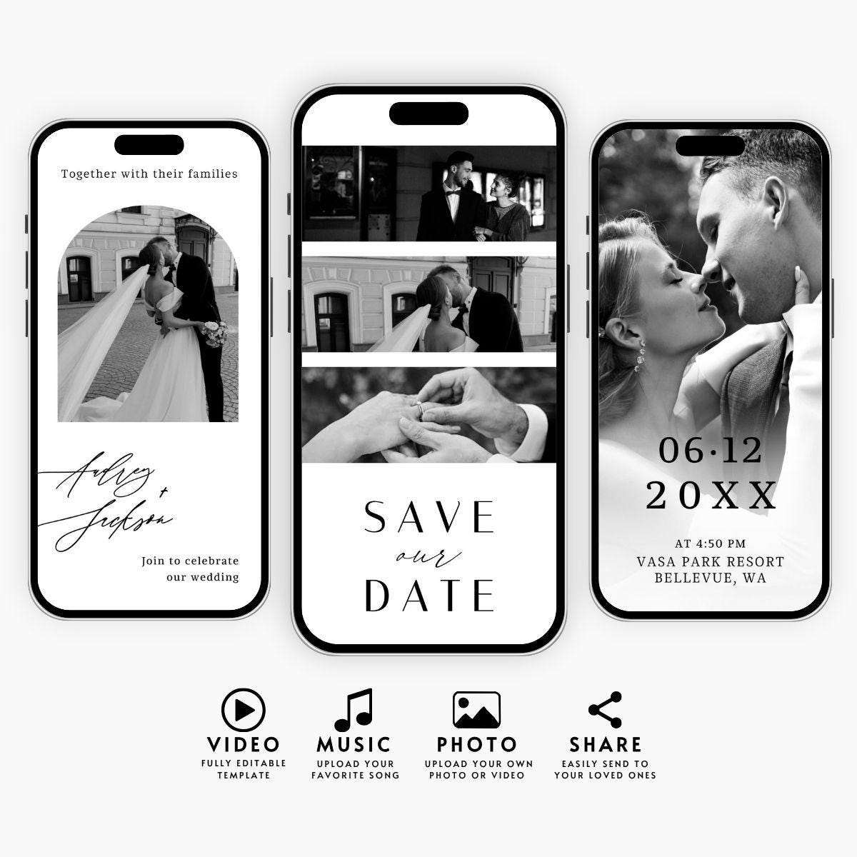 Animated Save The Date Video Invitation: Photo Template (Canva)